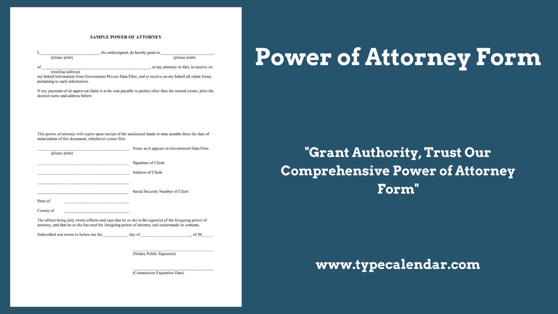 Free Printable Power Of Attorney Template