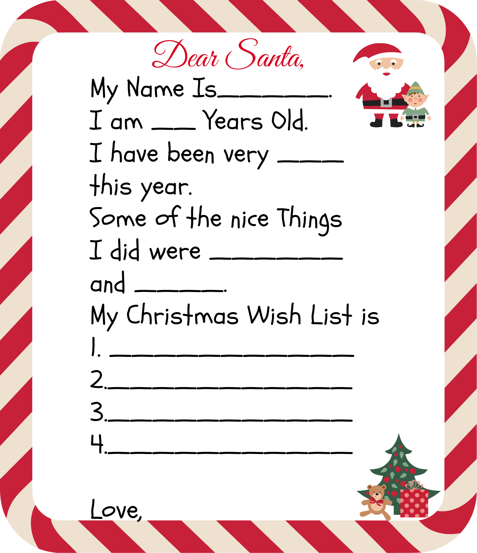 Free Printable Santa Letter To Child Template