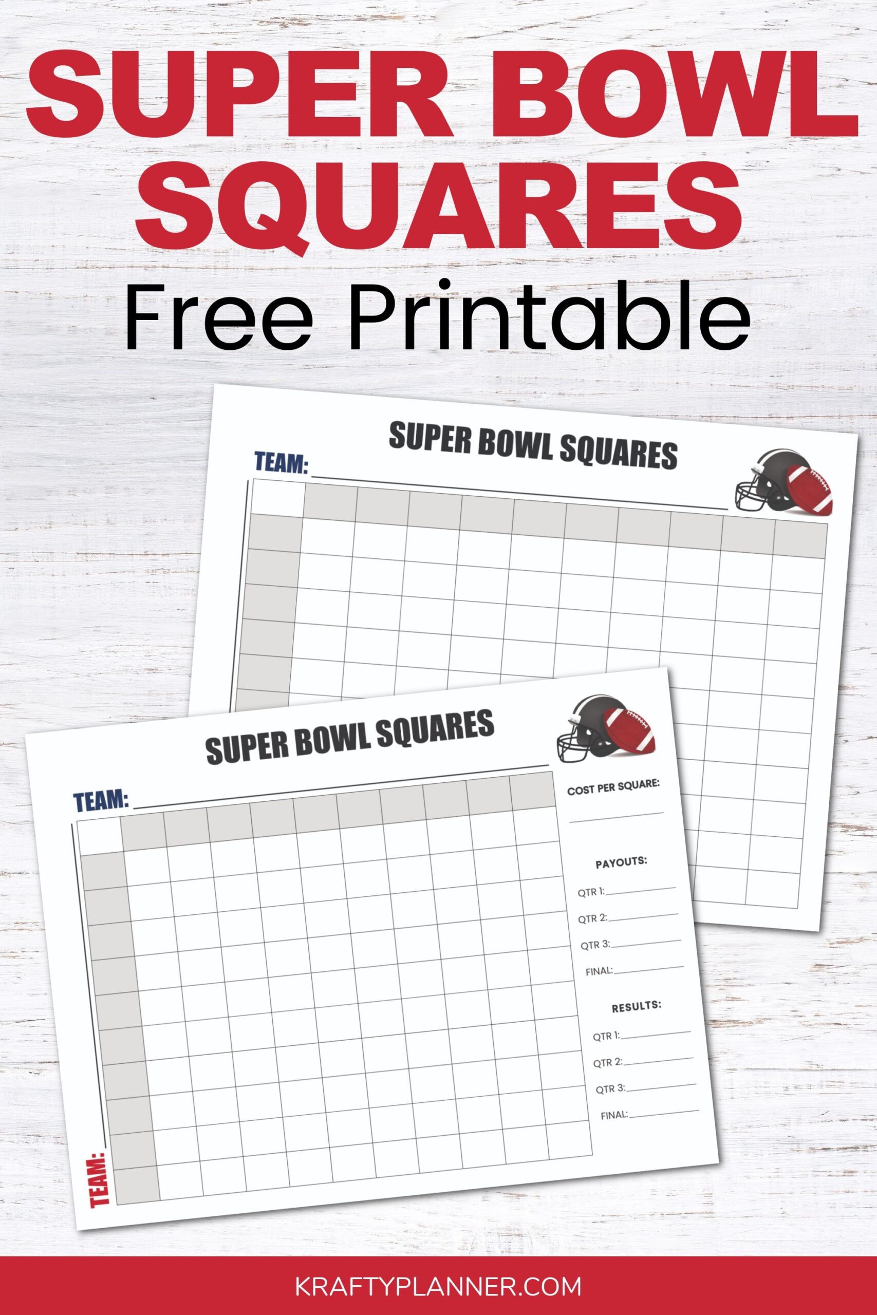 Free Printable Super Bowl Squares Board Krafty Planner
