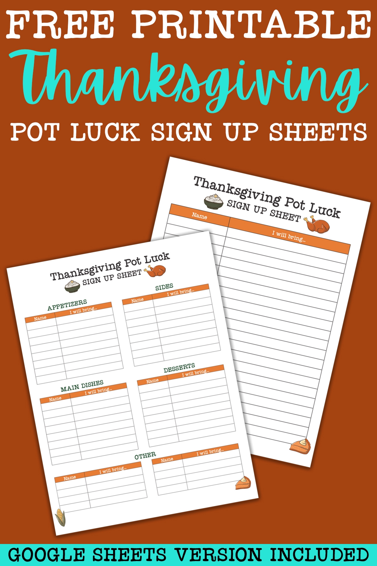Free Printable Thanksgiving Potluck Sign Up Sheet Pinterest 6 Mom Envy
