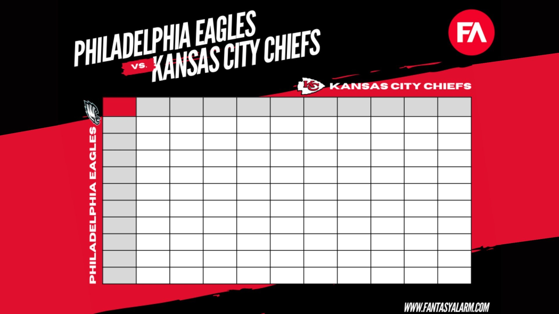 Free Printable Super Bowl Pool Template