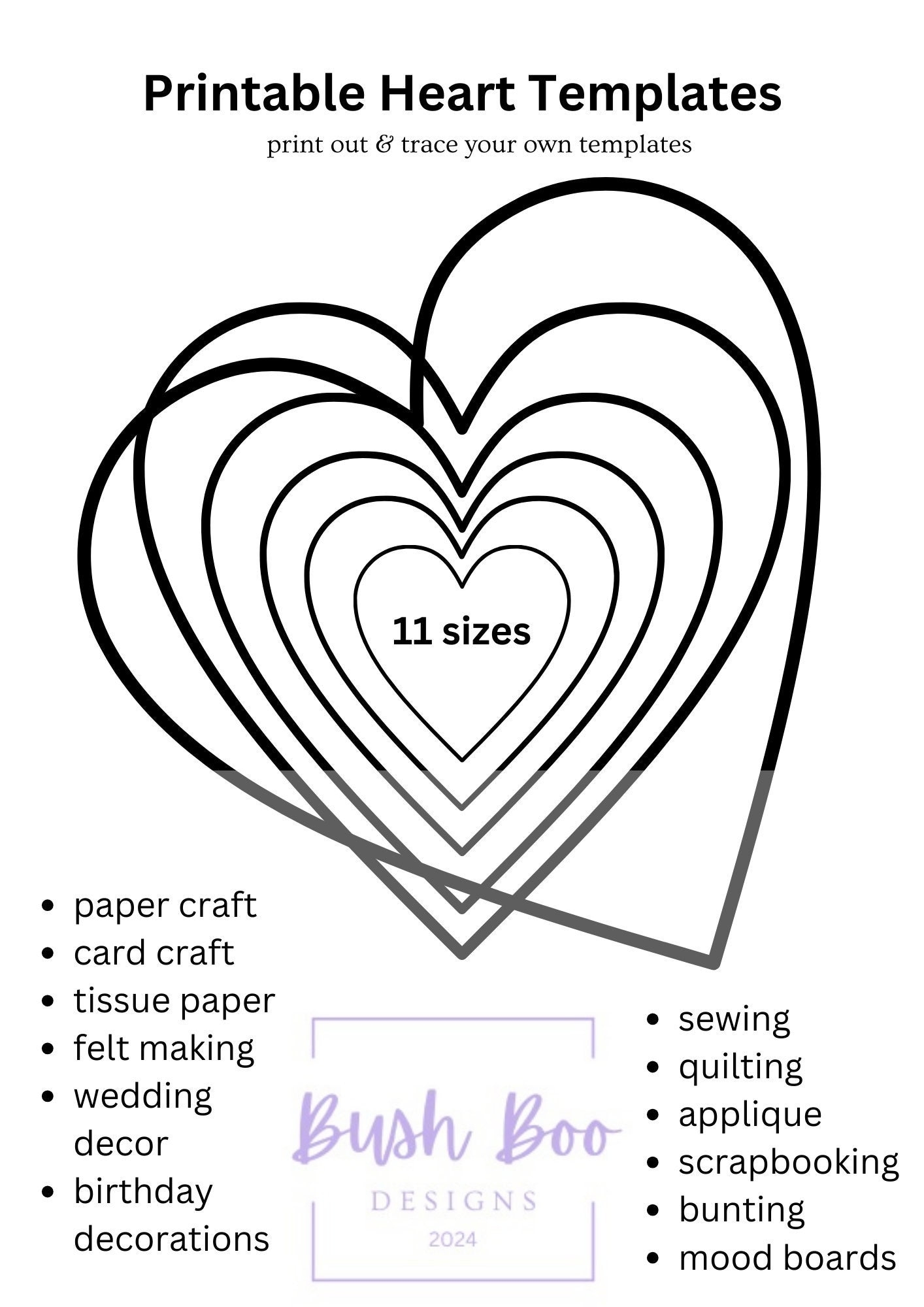Free Printable Heart Flower Template