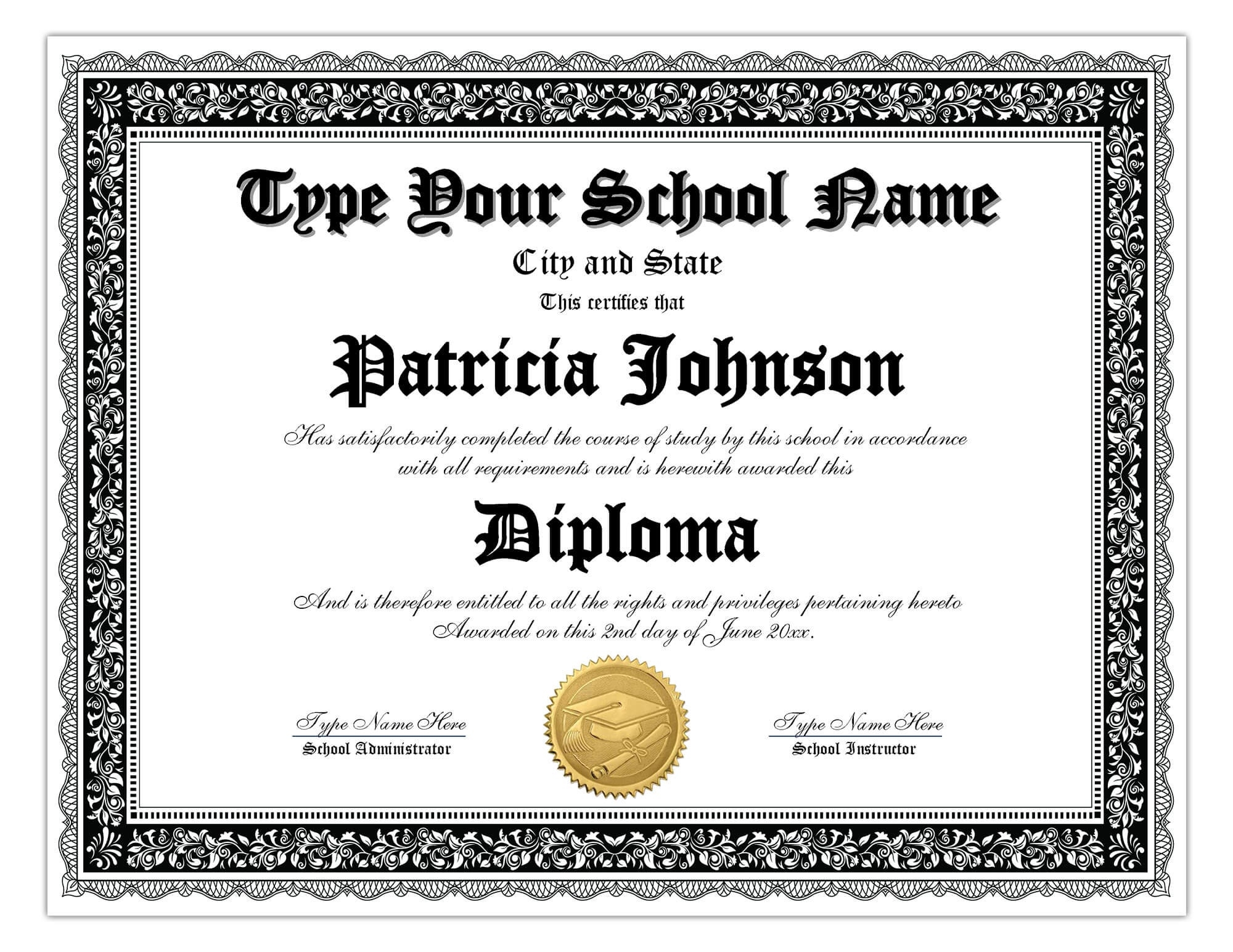 Free Printable High School Diploma Template With Seal