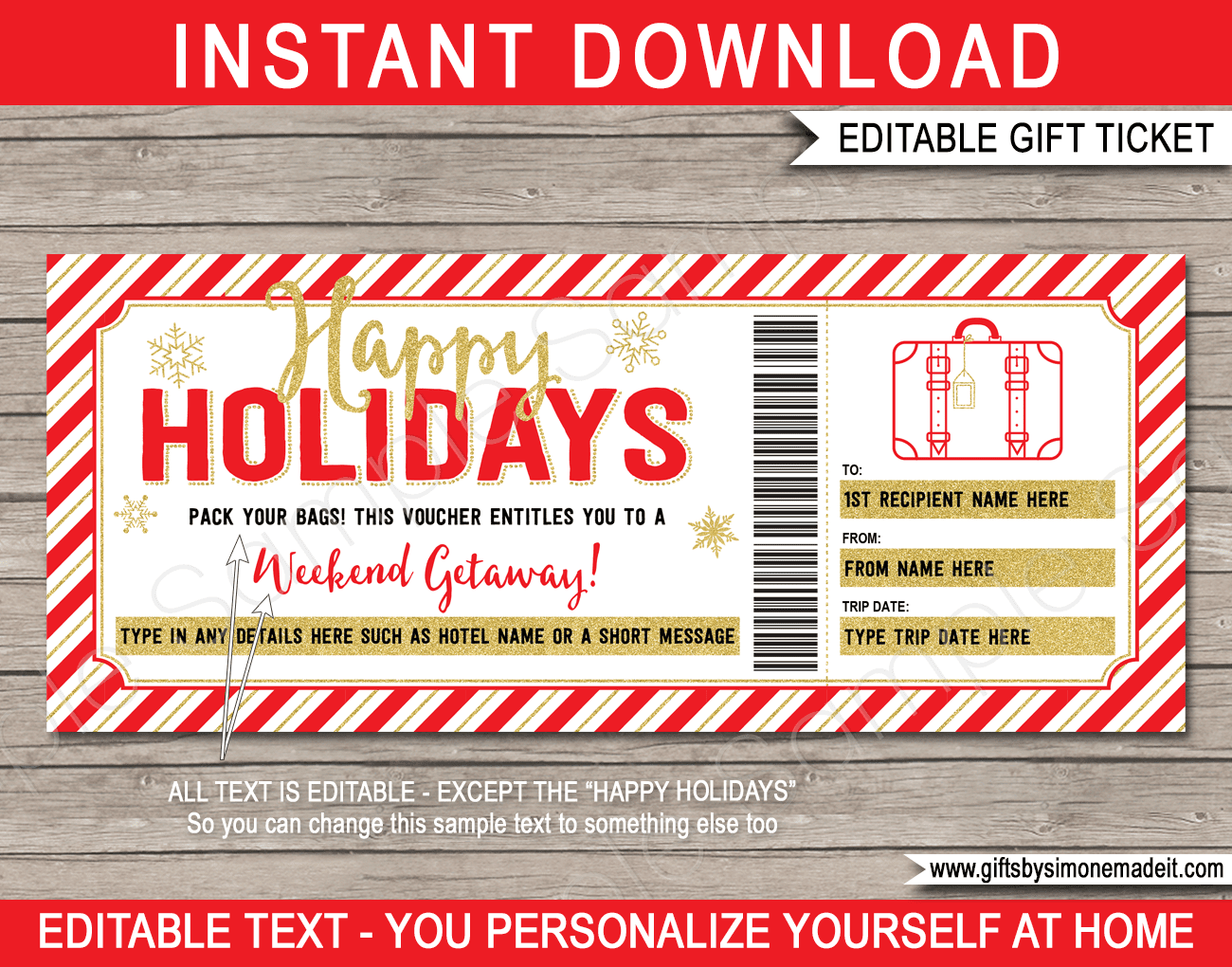 Holiday Weekend Away Gift Voucher Template Hotel Reservation Certificate