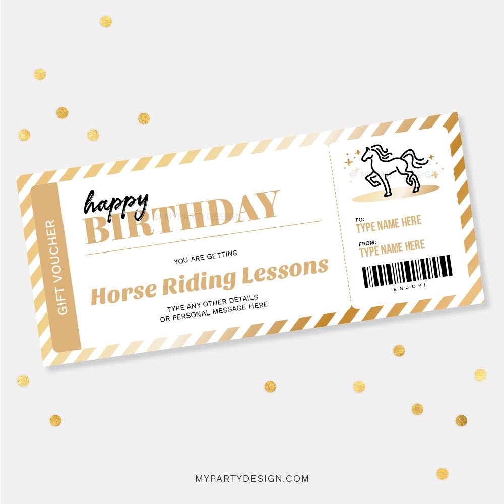Horse Riding Lessons Gift Voucher Template My Party Design
