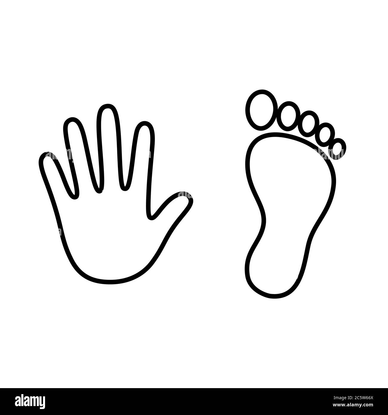 Human Hand And Foot Print Outline Stylized Handprint And Footprint Trace Black And White Line Art Icon Vector Illustration Stock Vector Image Art Alamy