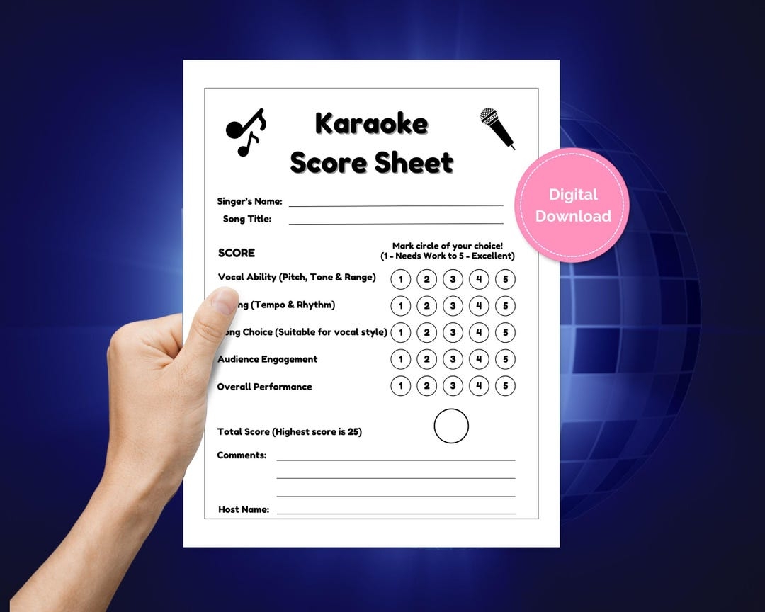 Karaoke Contest Score Sheet Printable Singing Contest List Best Singing Voice Karaoke Event Competition Scoring Singer s Performance Etsy UK