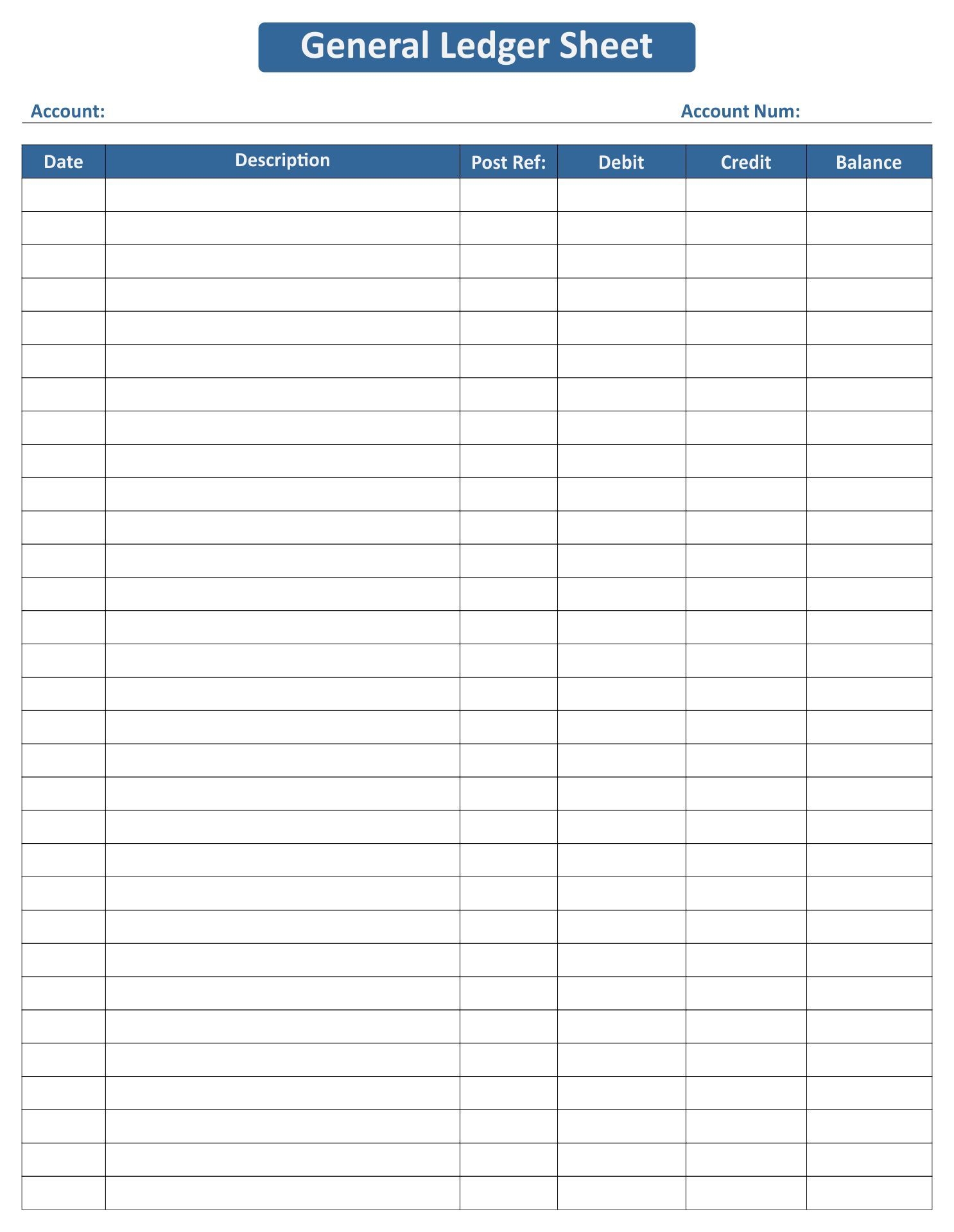 Printable Free Ledger Template