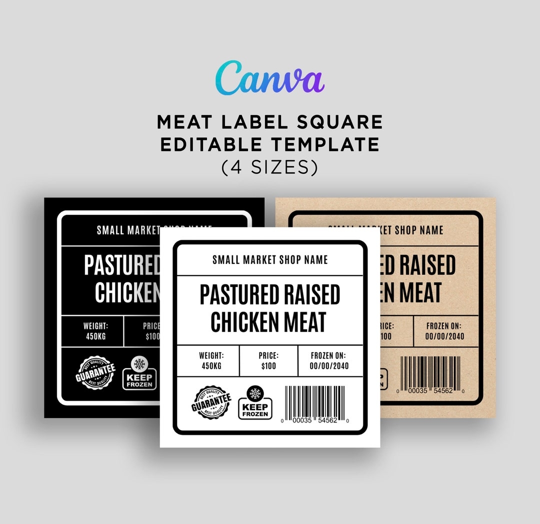 Meat Labels Butcher Labels Homemade Meat Labels Sausage Label Meat Packaging Frozen Food Labels Chicken Labels Editable Template Canva Etsy UK