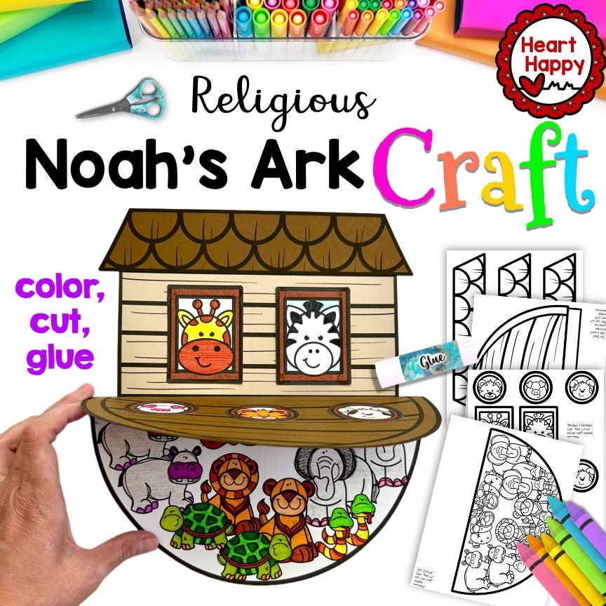 Noah s Ark Kids Printable Craft Template Printable Kids Religious Craft Sunday School Bible Lessons Homeschool Instant PDF Download Etsy UK