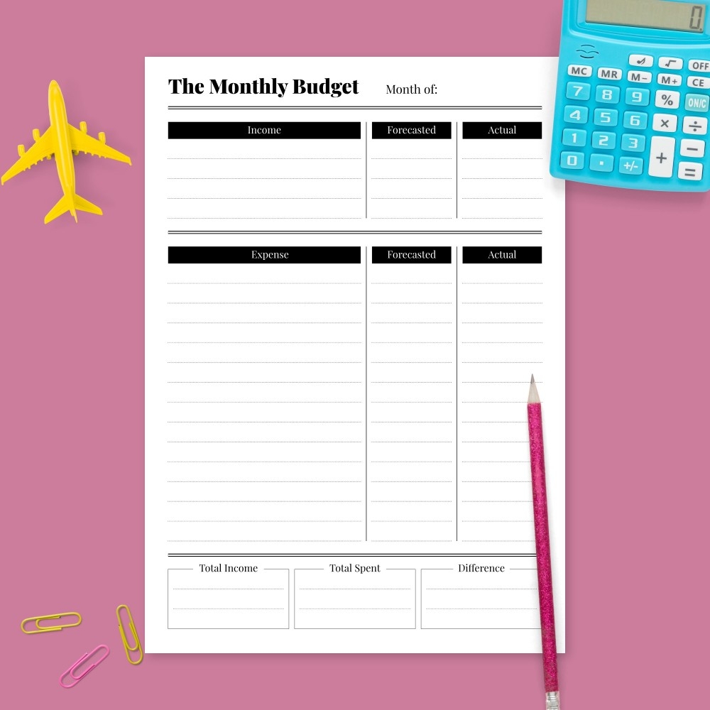 Monthly Budget Template Printable