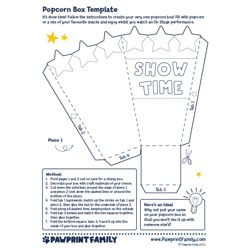 Popcorn Box Template Pawprint Family