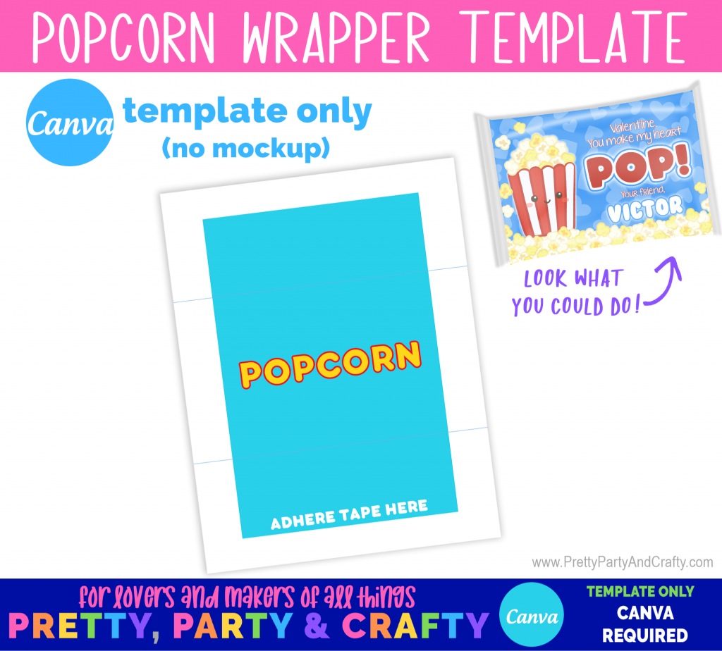 Popcorn Template Printable Wrapper Pretty Party Crafty