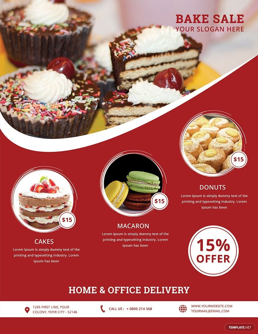 Printable Bake Sale Flyer Template In InDesign Google Docs Illustrator PSD Pages Word Publisher Download Template