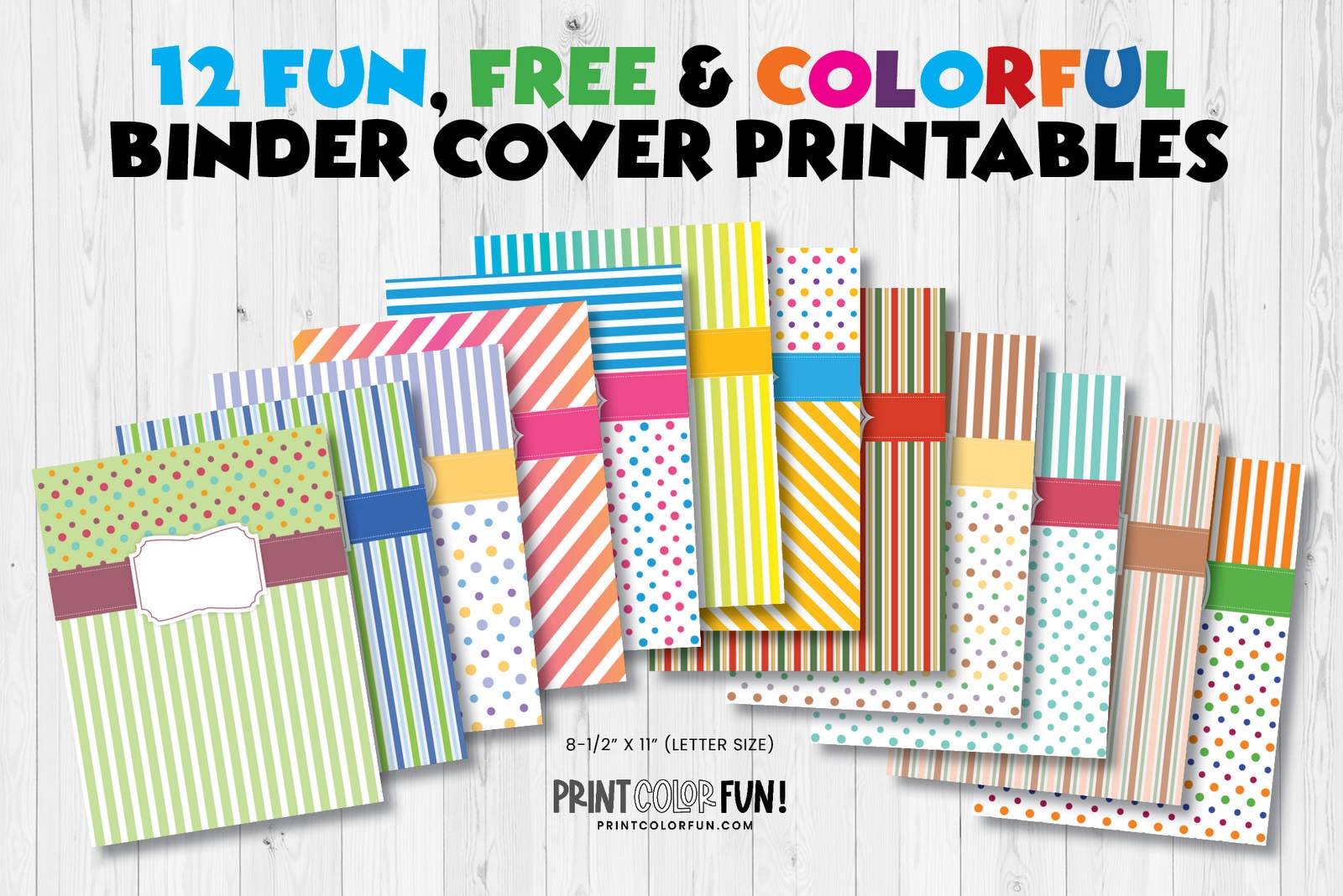 Printable Binder Covers 12 Free Colorful Sets With Matching Front Back Spines In 4 Sizes At PrintColorFun