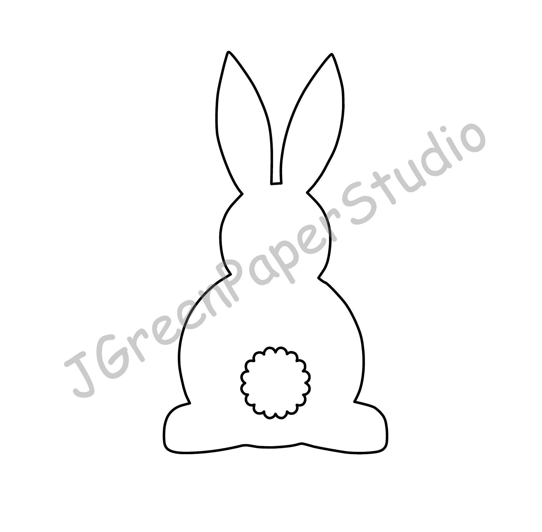 Printable Bunny With Tail Template pdf Digital Download Rabbit Kids Easter Coloring Page DIY Crafts Stencil 7 Inch Wildlife Woodland Animal Etsy UK