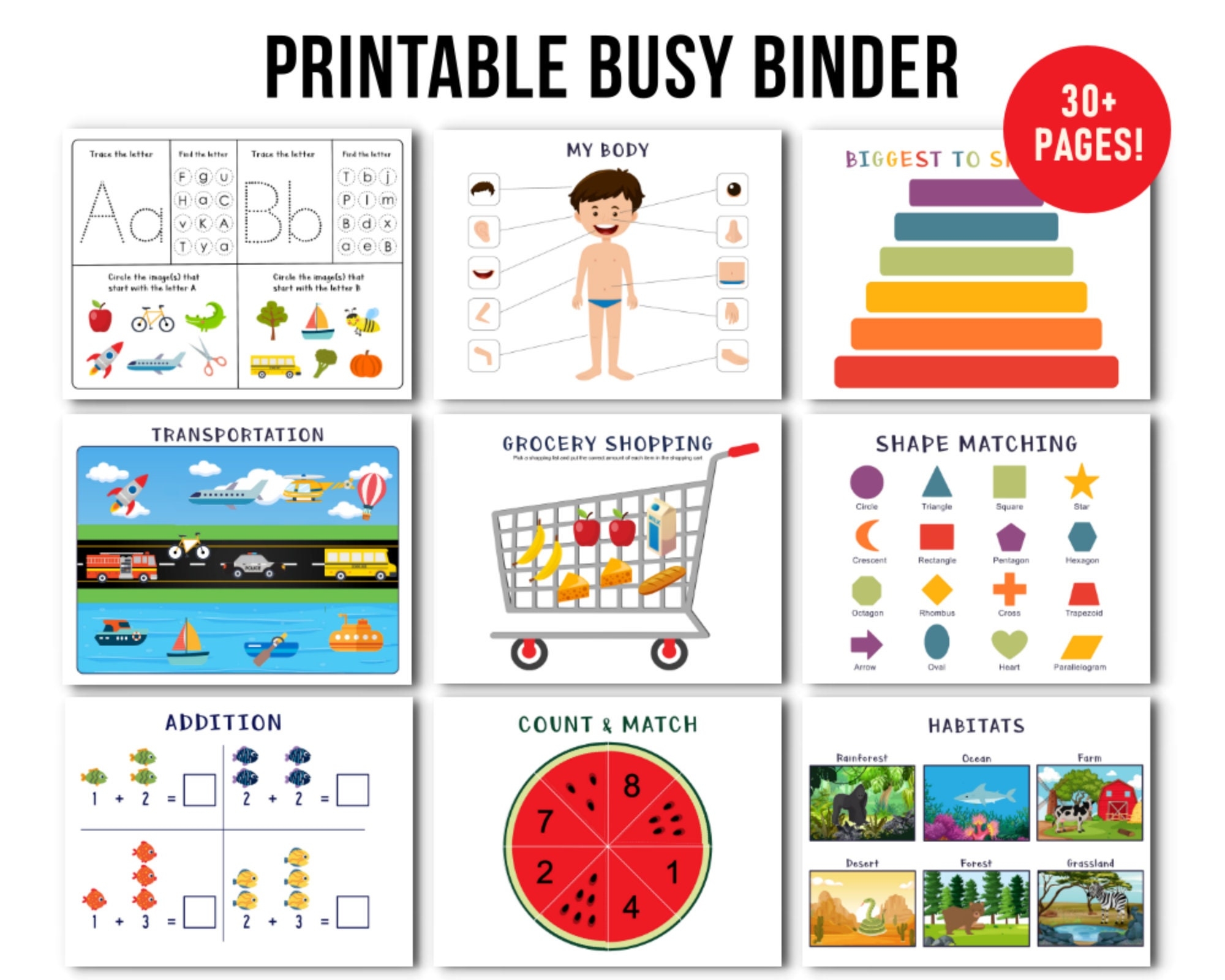 Educational Free Printable Quiet Book Templates