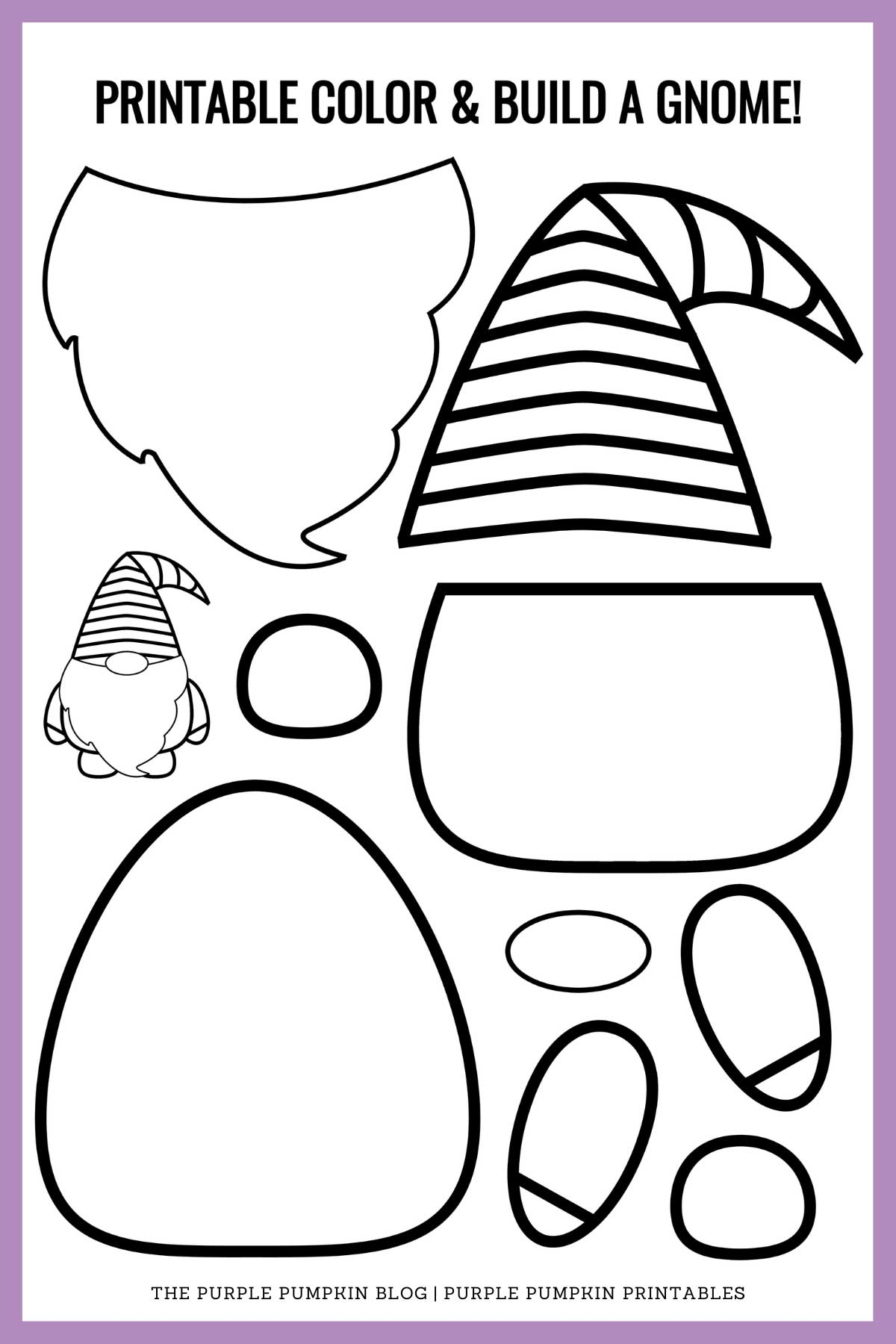 Printable Color Build A Christmas Gnome Gonk 