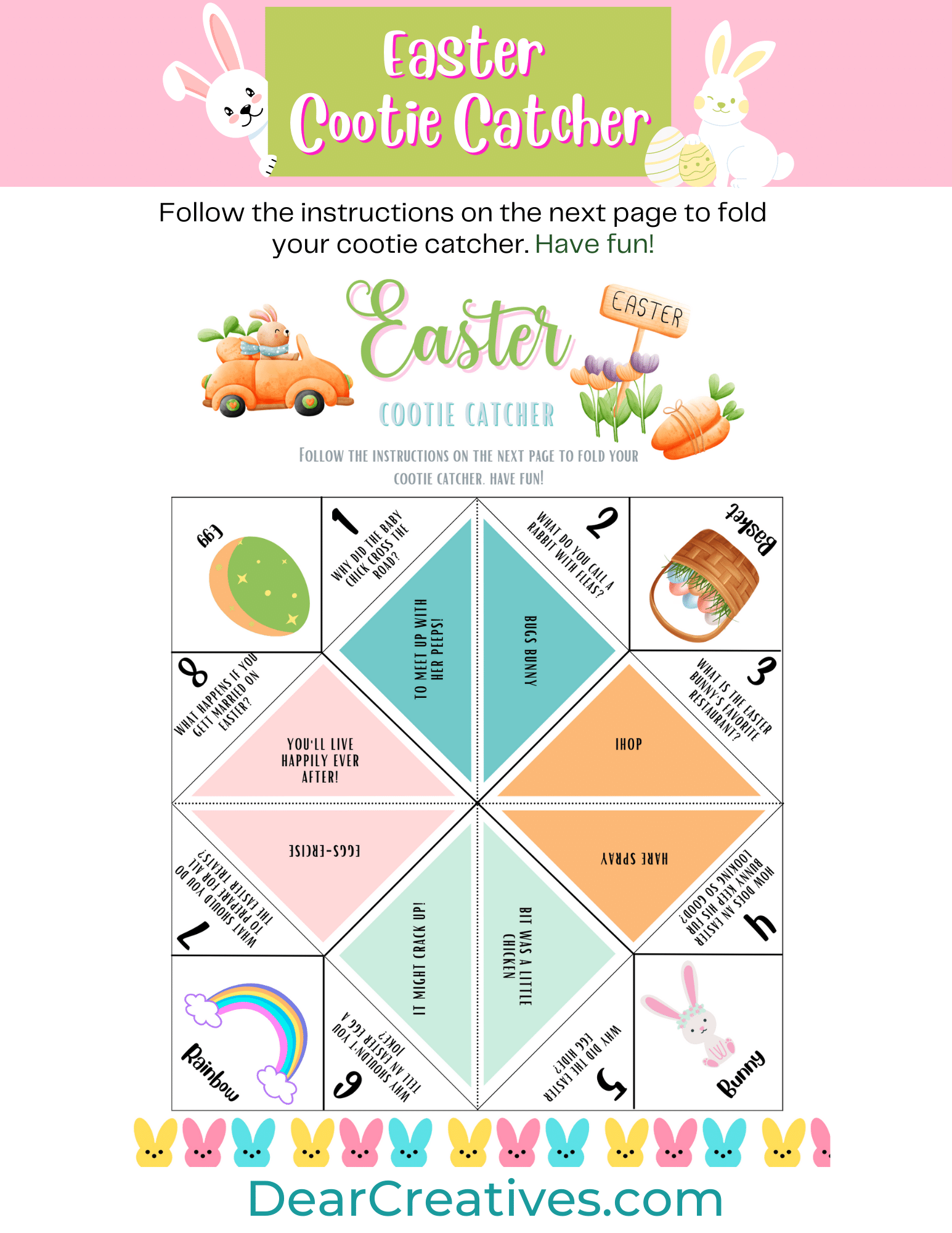 Printable Easter Cootie Catcher Instructions Dear Creatives