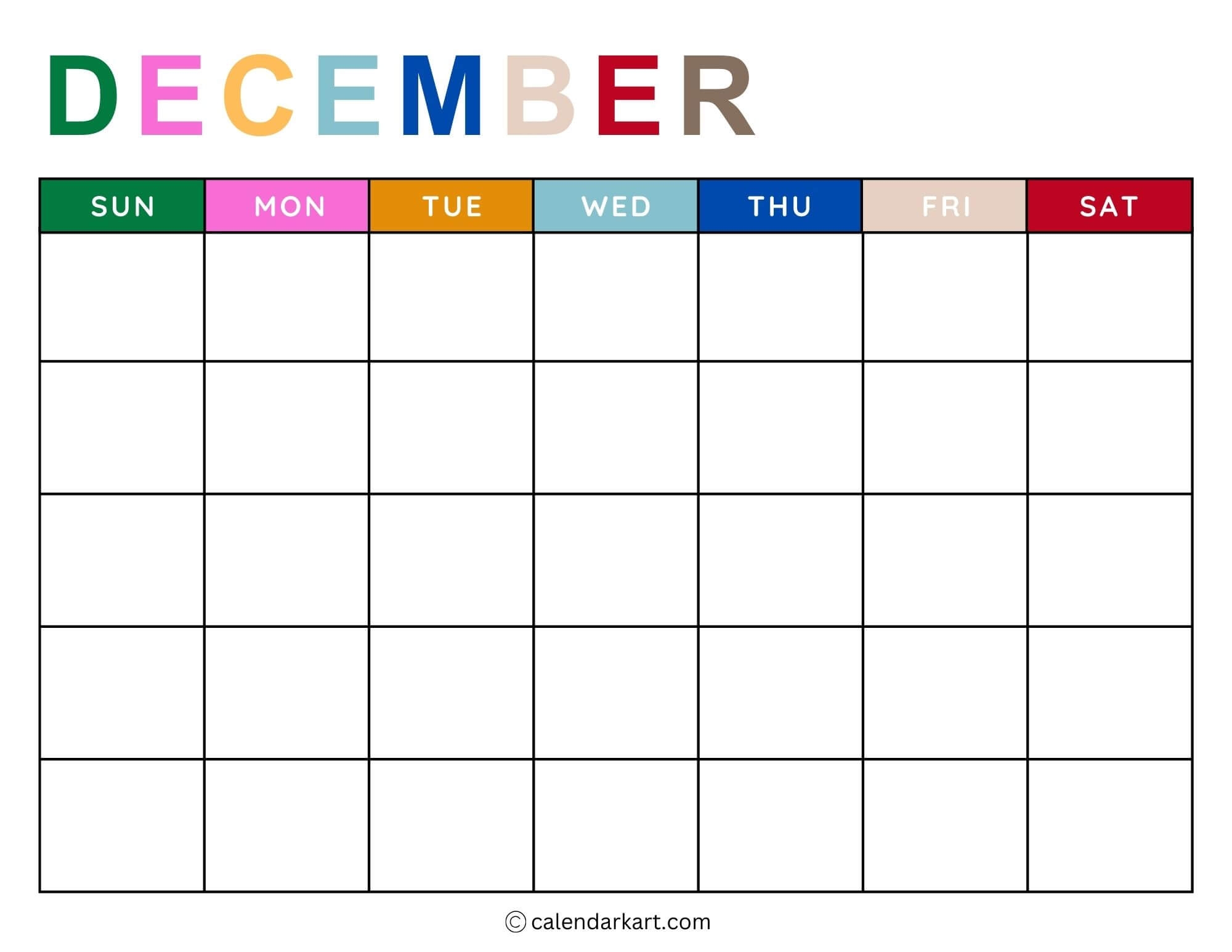 Blank Calendar Printable Template