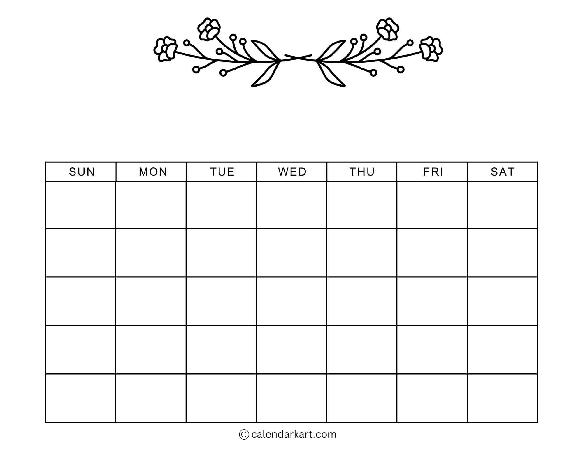 Monthly Free Printable Blank Calendar Template