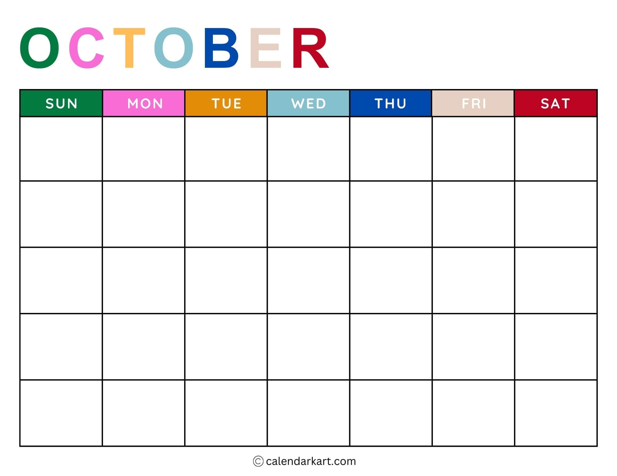 Blank Calendar Template Printable Free