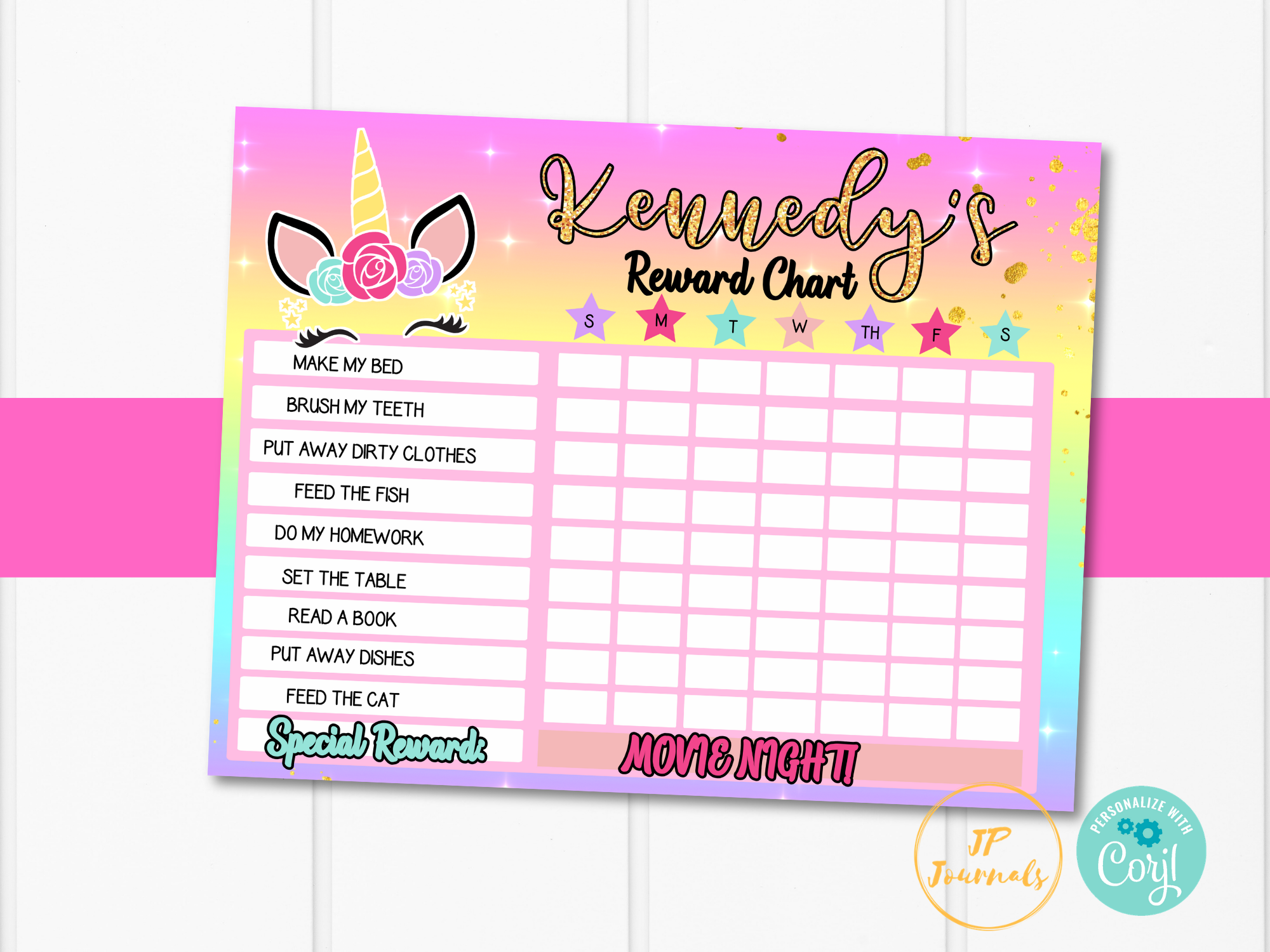 Printable Unicorn Reward Chart Editable Template Chore Chart Worksheets Library