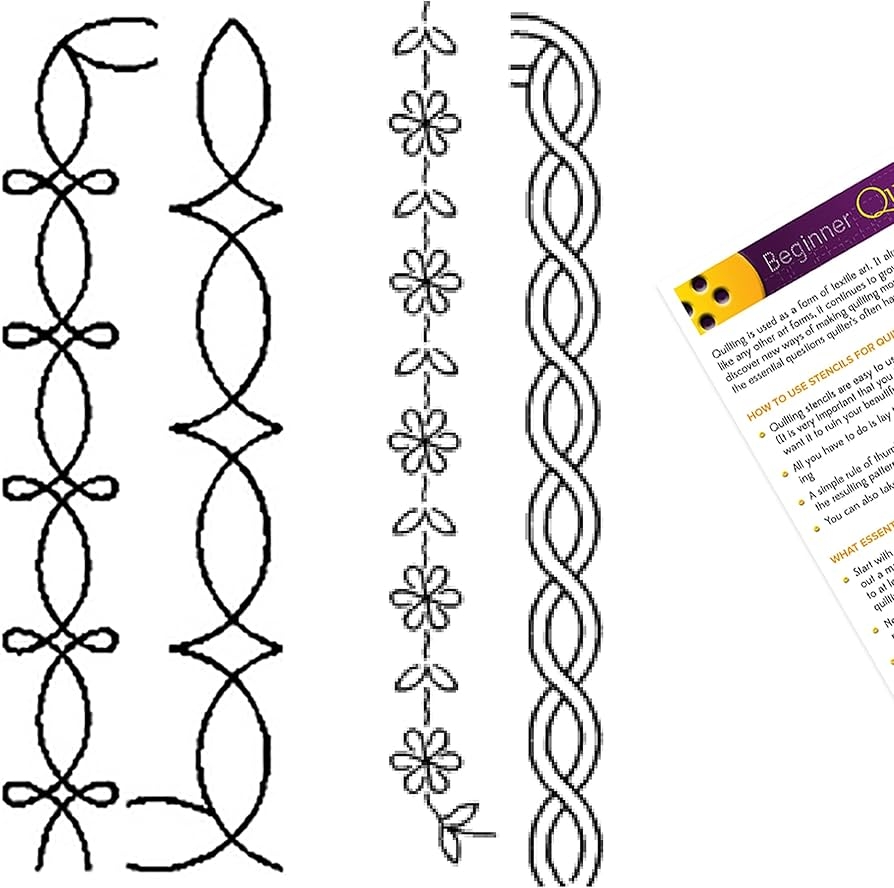 Quilting Creations Machine And Hand Quilting Stencils 2 Quilting Templates For Border Patterns Plastic Border Stencil Set With Instructions Amazon de Home Kitchen