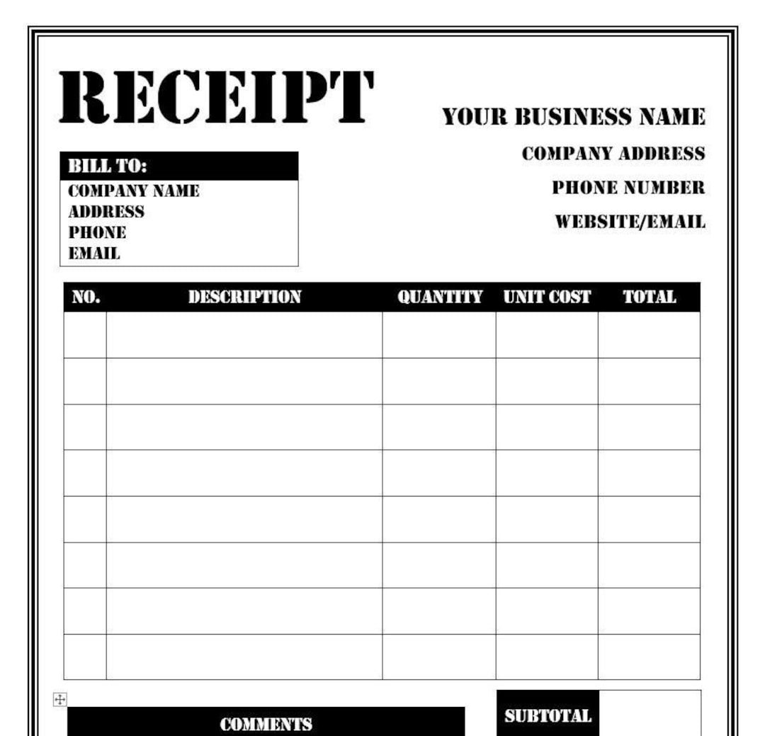 Free Printable Receipt Templates