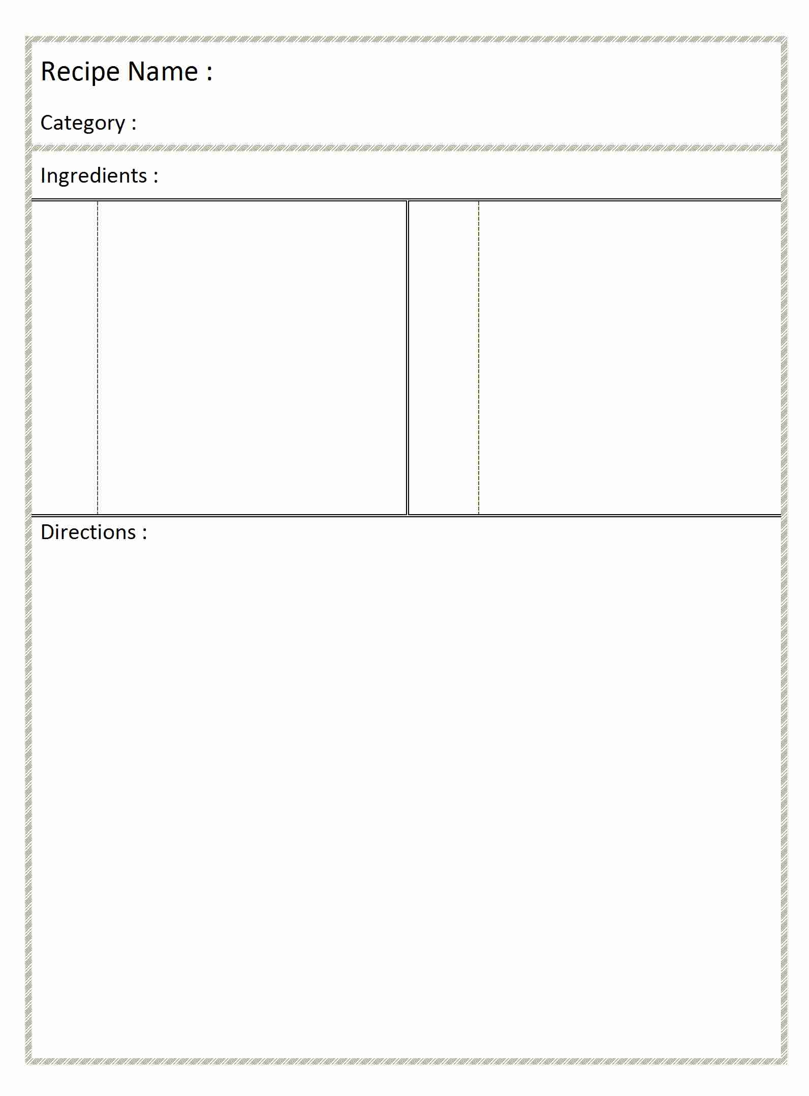 Printable Free Full Page Recipe Templates For Word