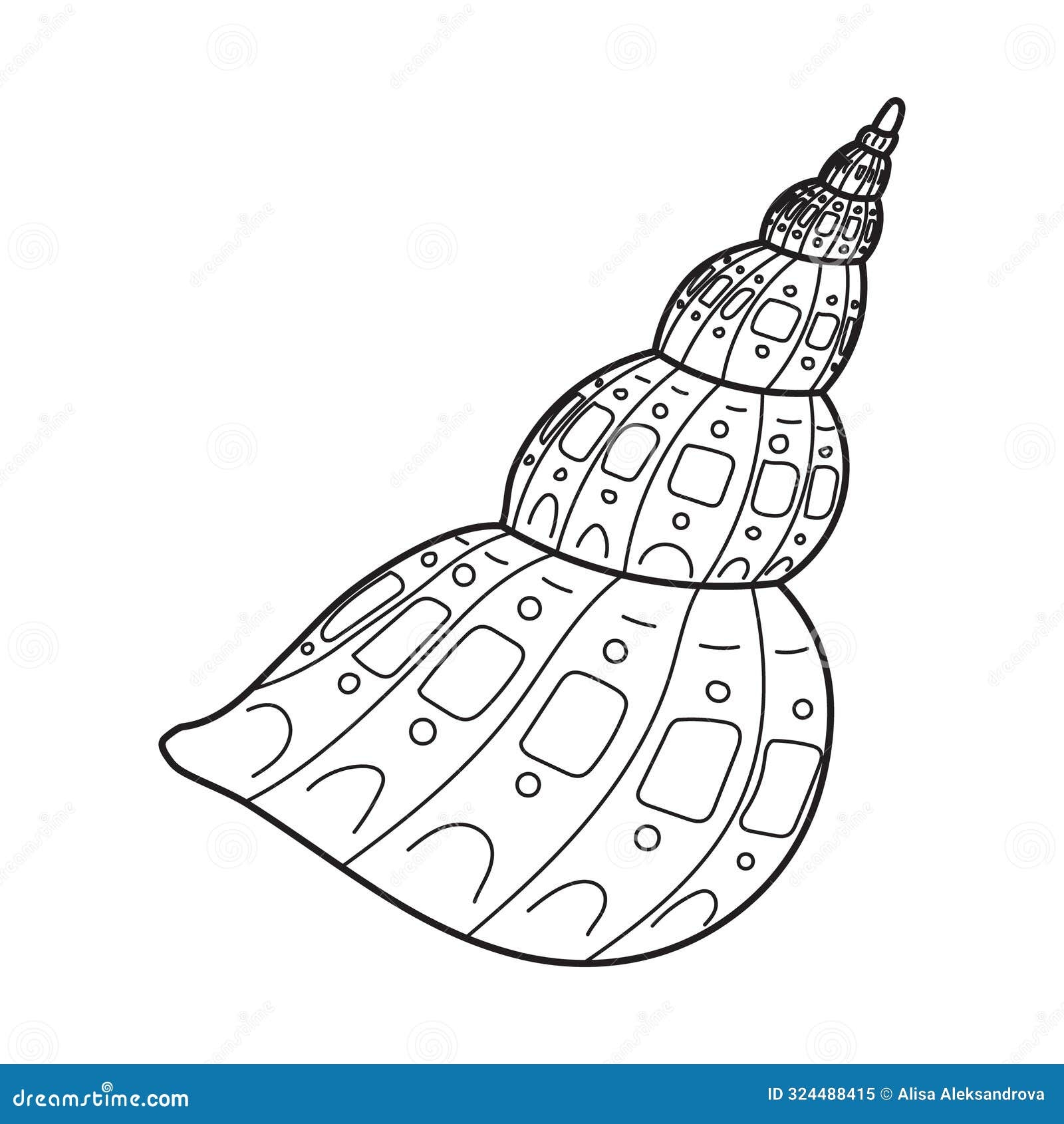 Seashell Vector Illustration Outline Black Sketch Of Spiral Sea Shell Stock Vector Illustration Of Drawn Mollusk 324488415