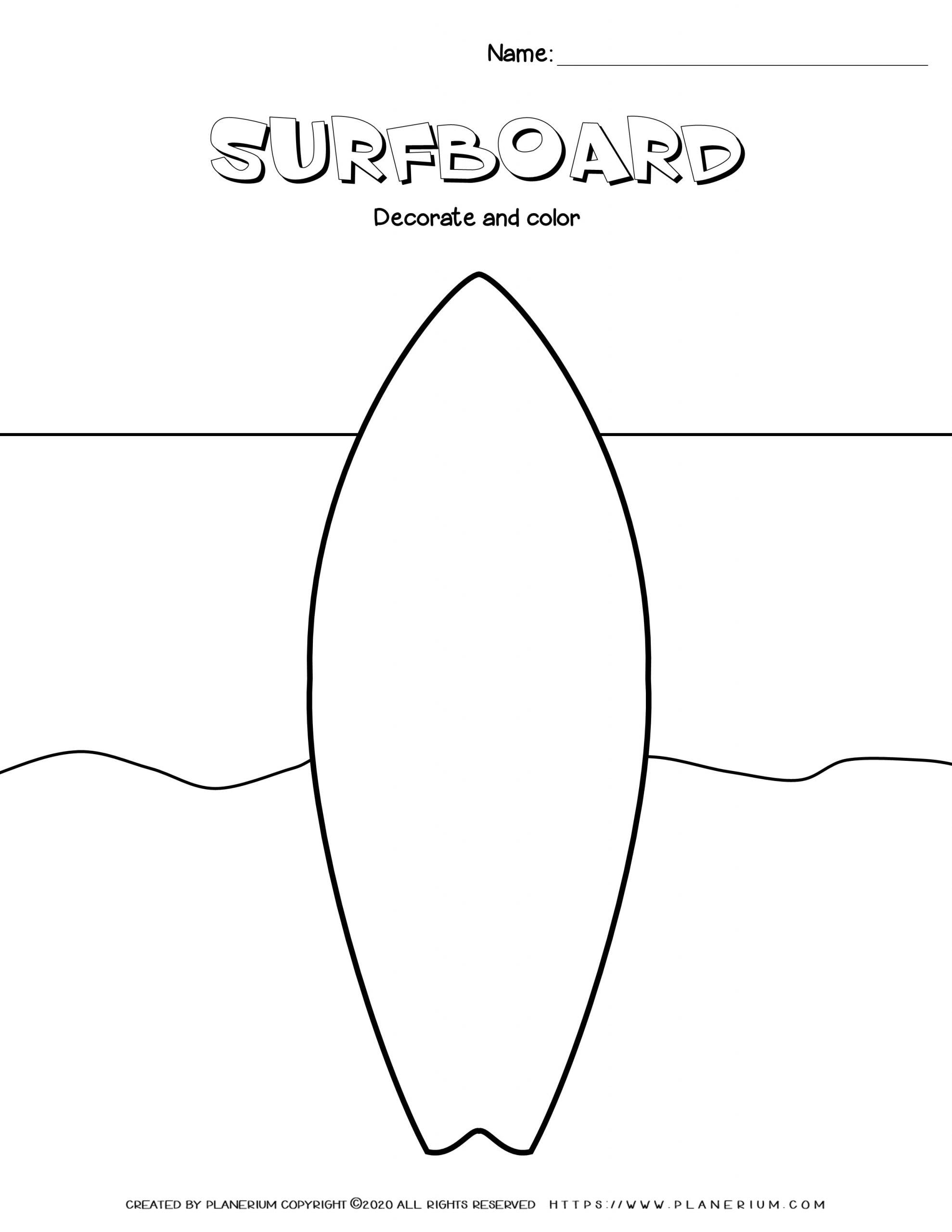 Summer Worksheet Decorate Your Surfboard Planerium