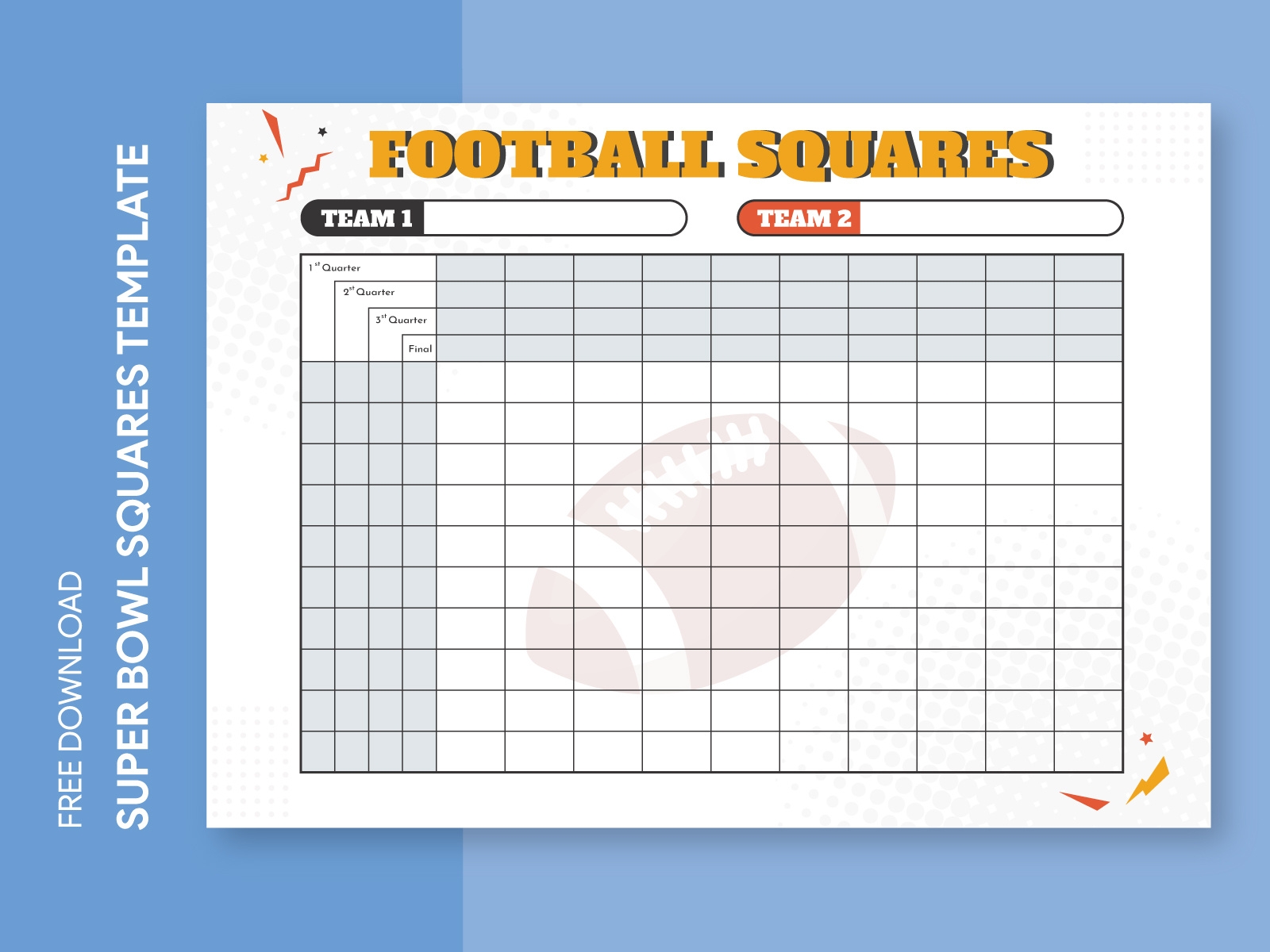 Free Printable Super Bowl Squares Template