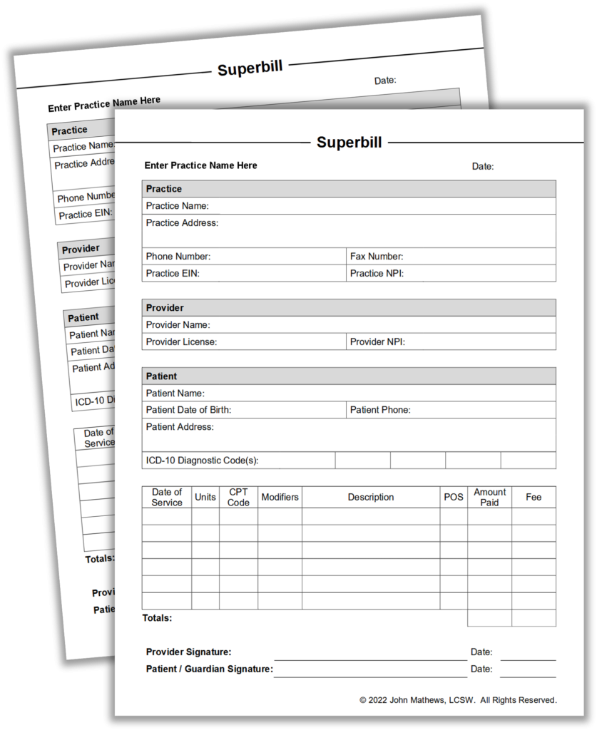 Free Printable Superbill Template