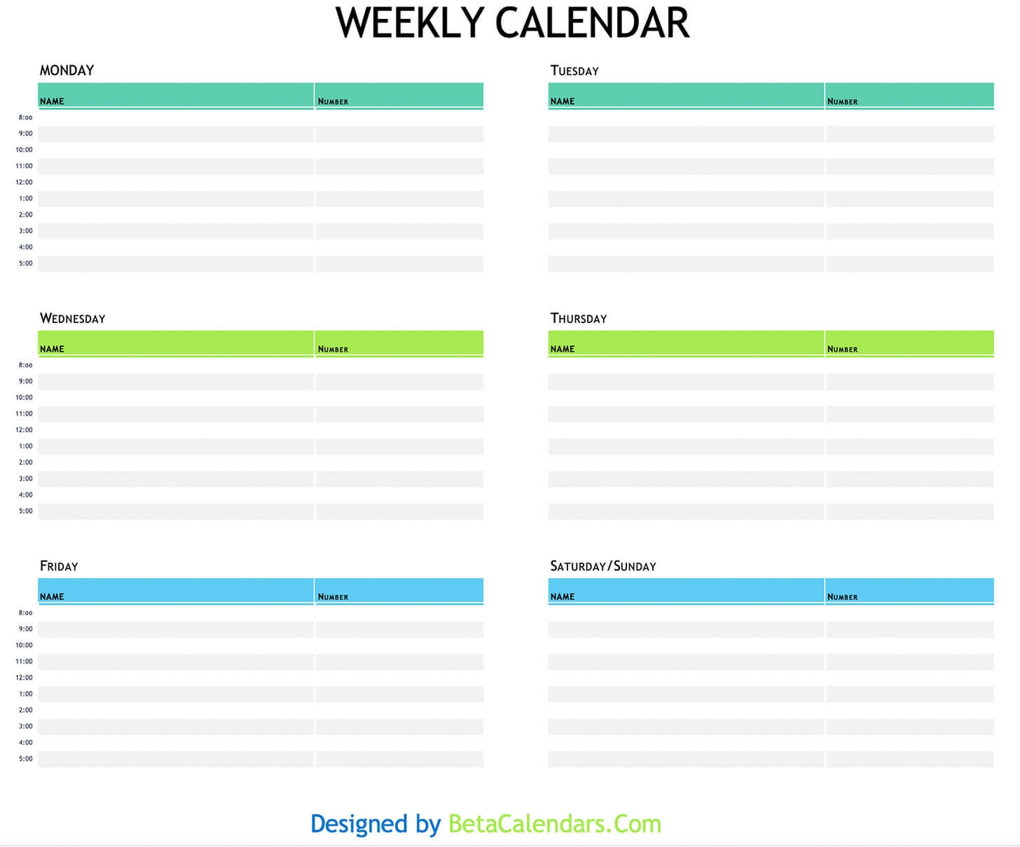 Weekly Calendar 2024 Free Printable Templates