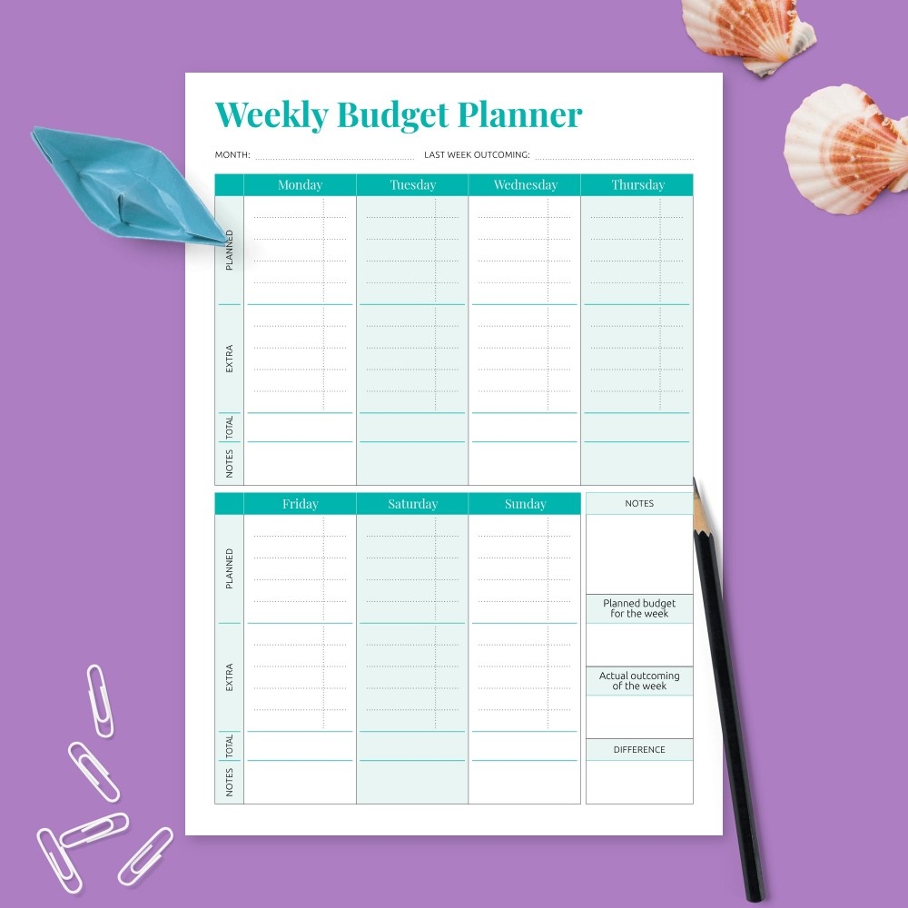Weekly Budget Template Printable