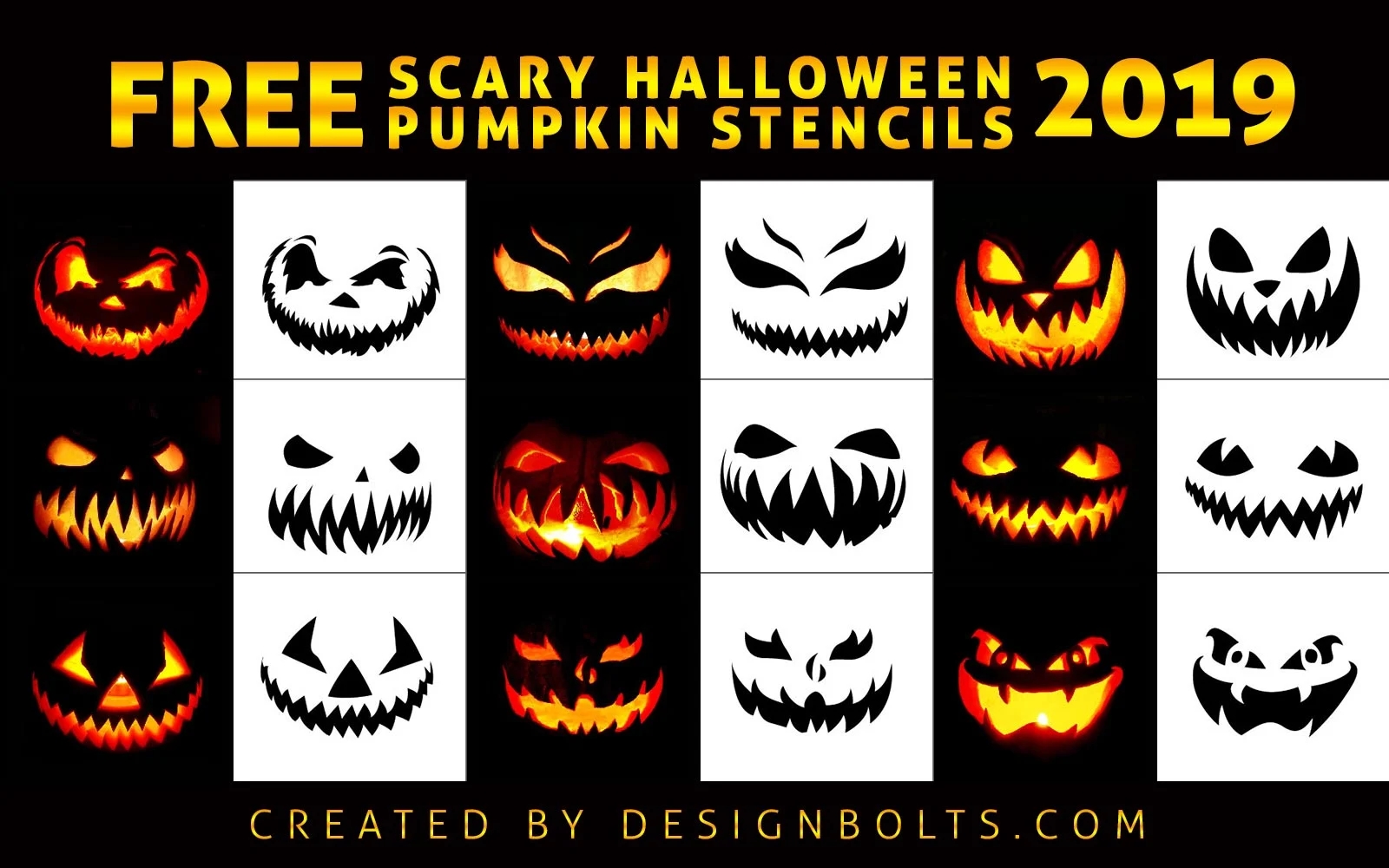 10 Free Scary Halloween Pumpkin Carving Stencils Printable Patterns U0026 Ideas 2019 Download Templates Designbolts