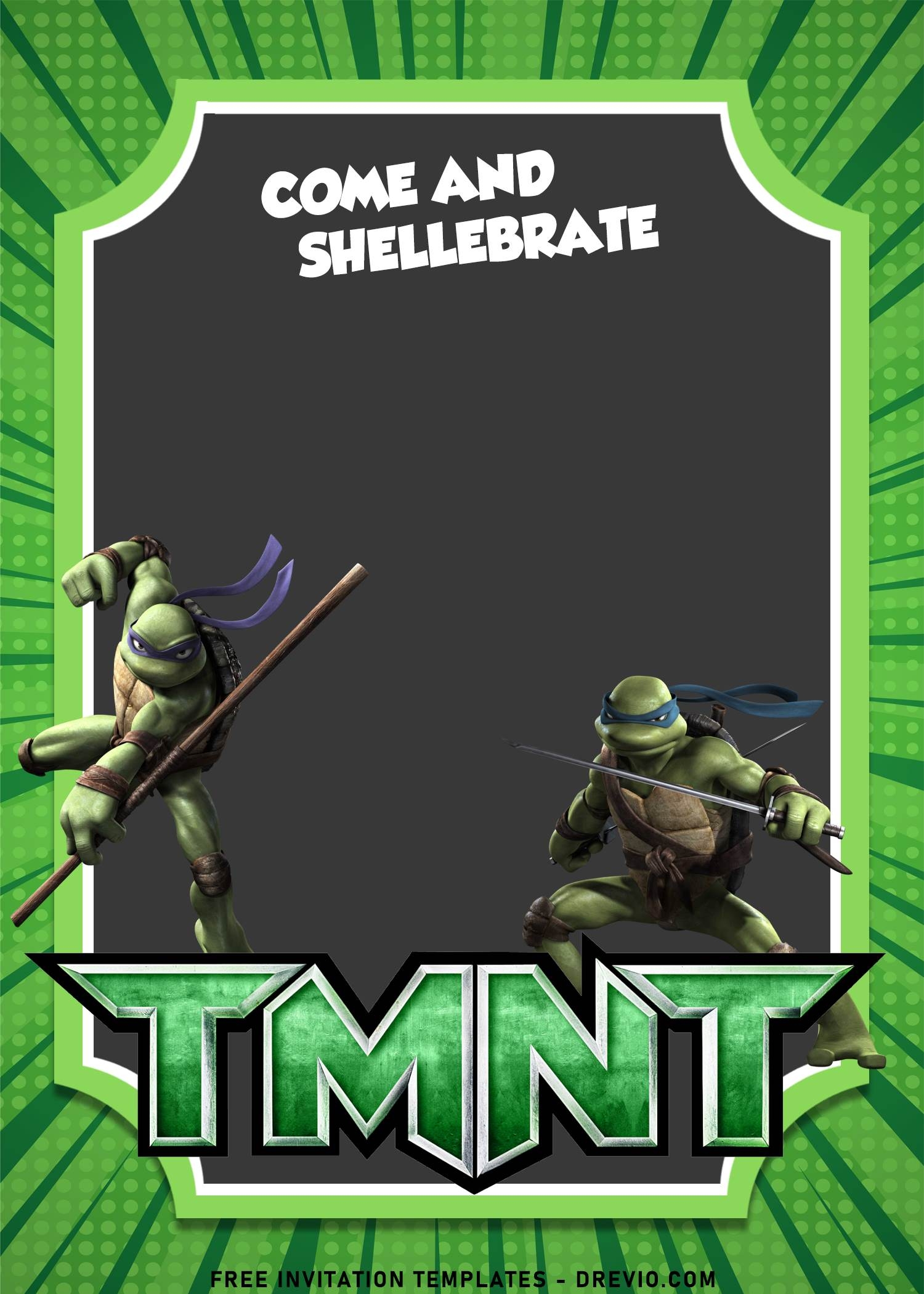 10 Furious Teenage Mutant Ninja Turtles Boy Birthday Invitation 