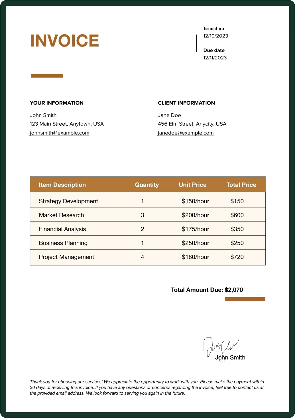 Free Printable Invoices Templates