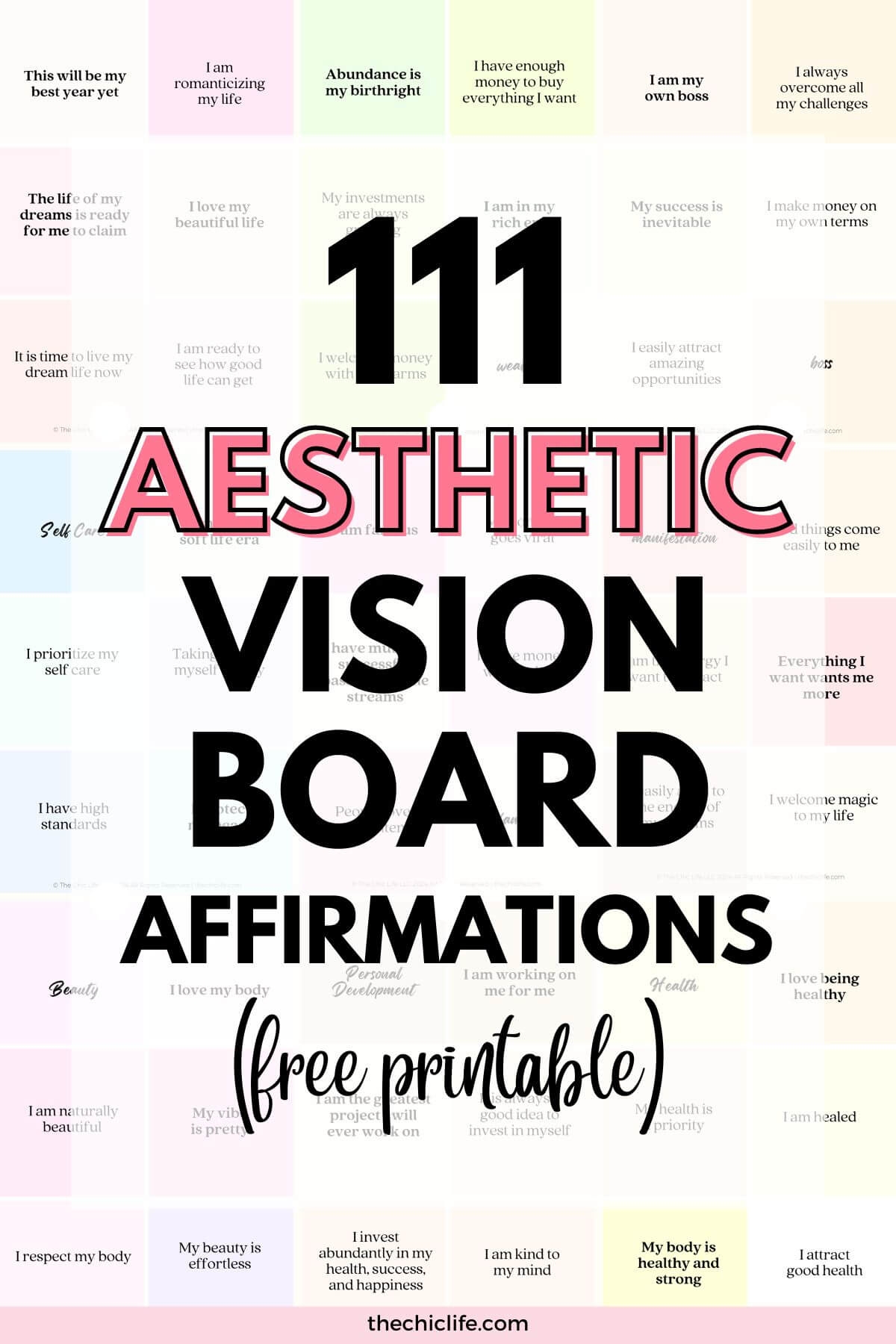 111 Aesthetic Vision Board Affirmations 2025 Free Printable 