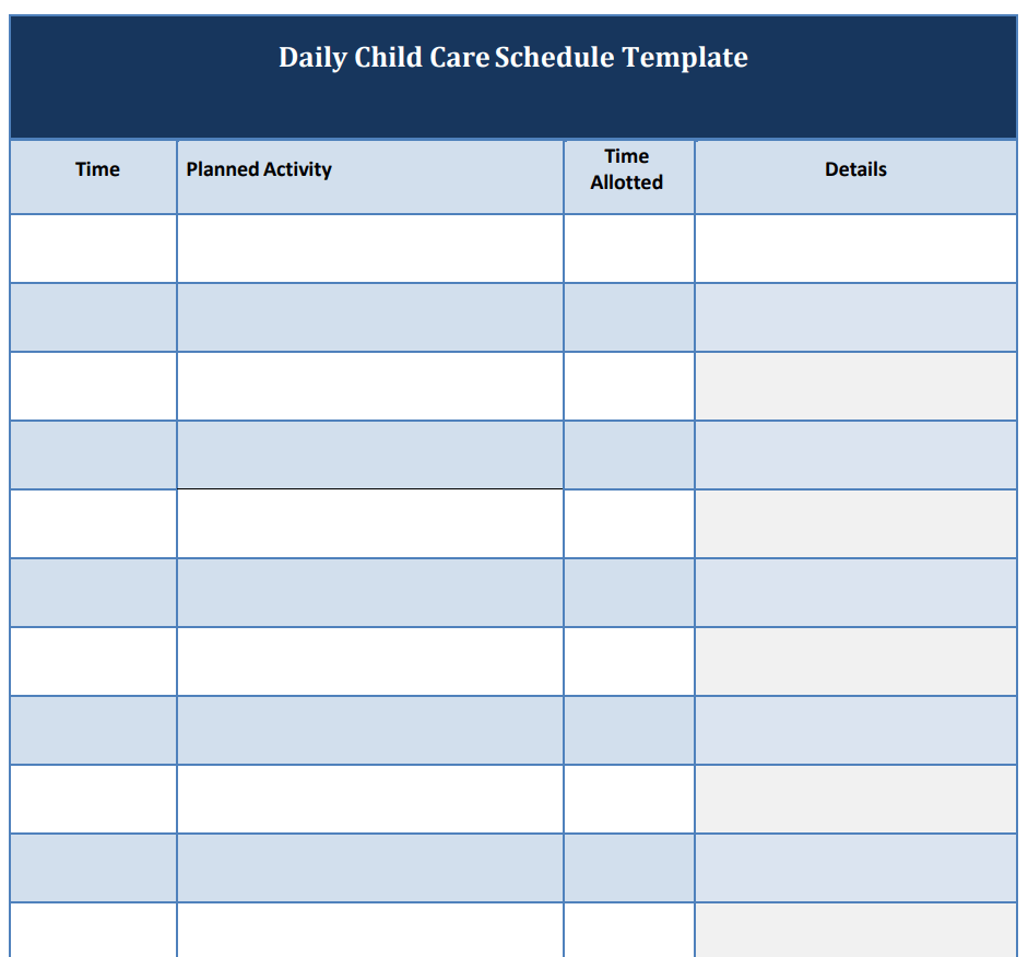 Schedule Templates Free Printable