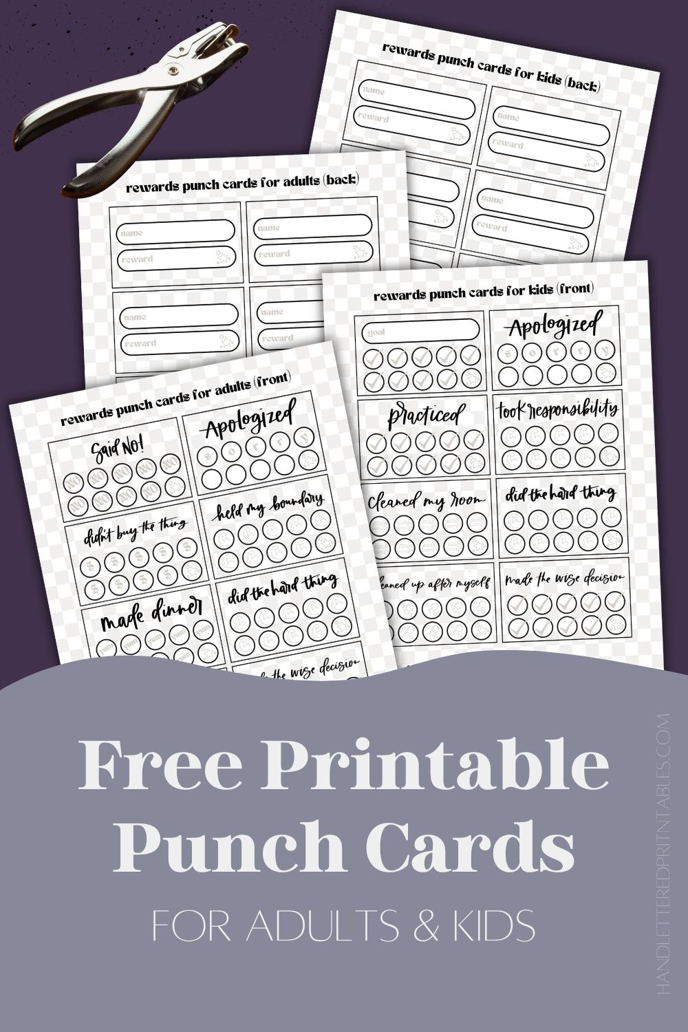 16 Free Printable Punch Cards For Adults Kids Hand Lettered 