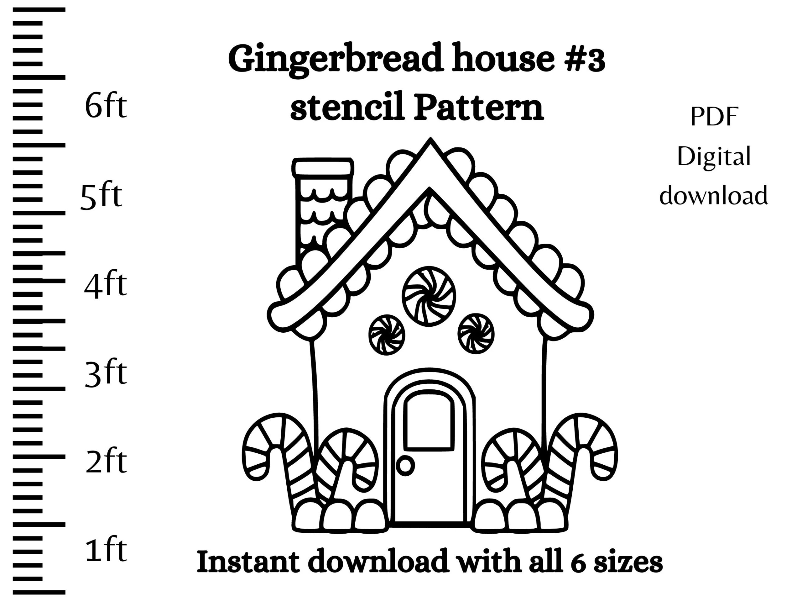 1ft To 6ft Gingerbread House PDF Template printable Trace Cut Pattern Christmas Silhouette Template Stencils Christmas Yard Decor Etsy