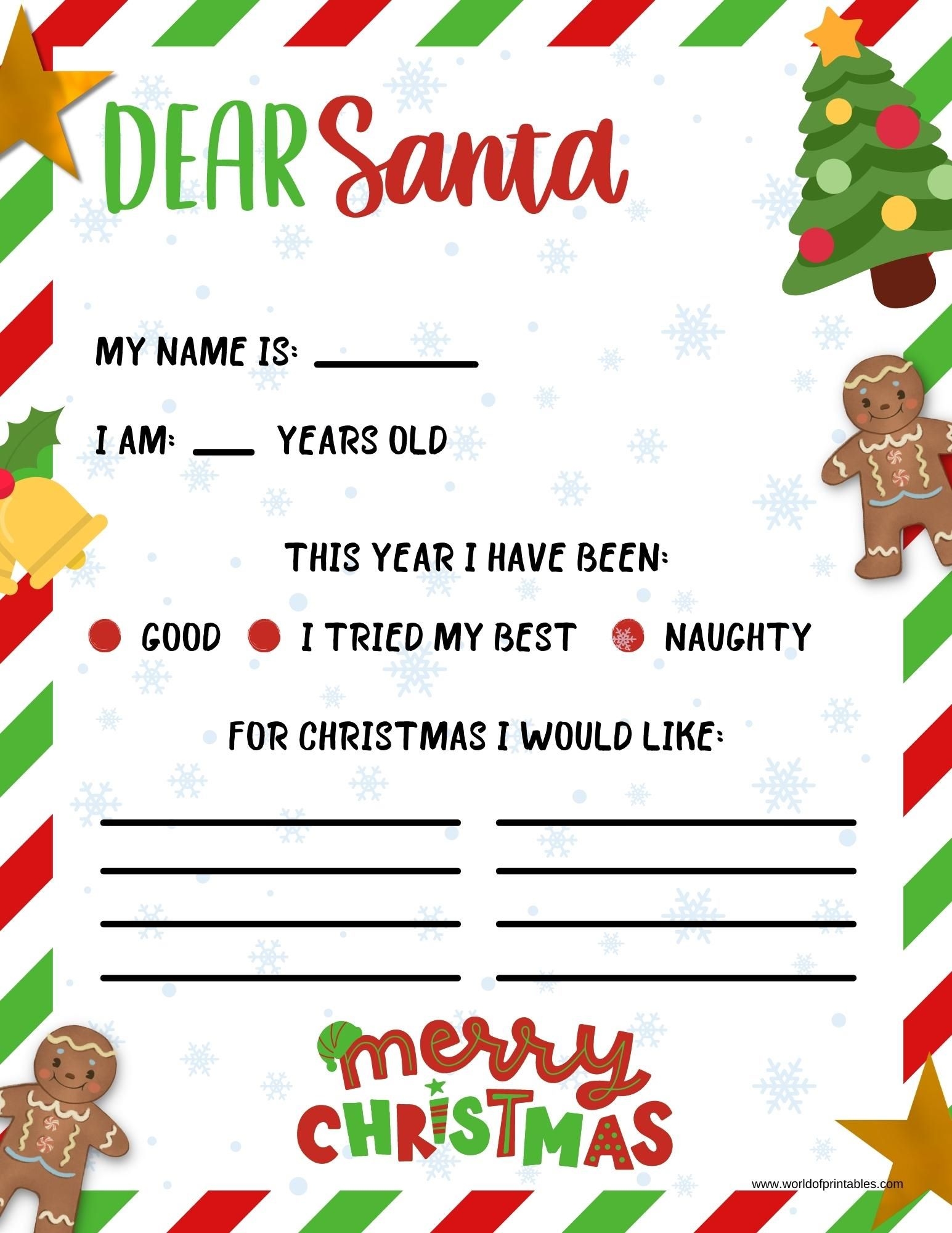 20 Free Printable Letter To Santa Templates World Of Printables