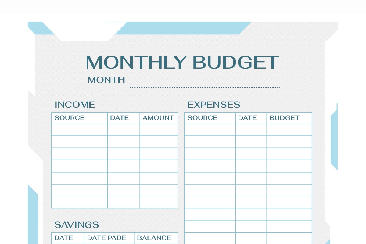 Printable Monthly Budget Template Free