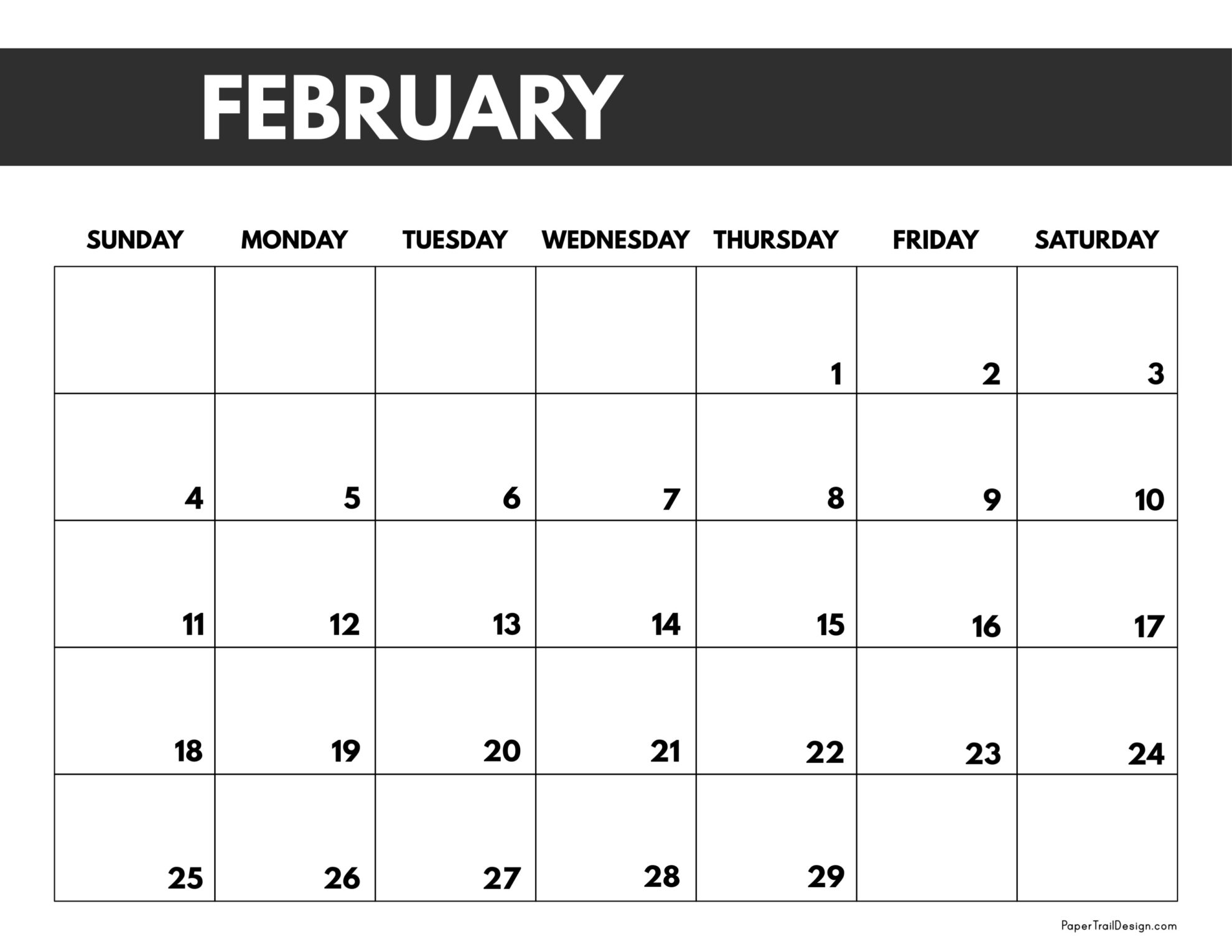 2024 Free Monthly Calendar Templates Paper Trail Design