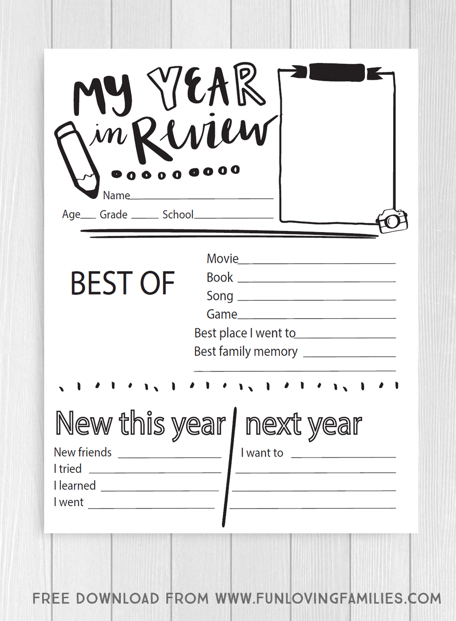 2025 Year In Review Printable For Kids Fun Loving Families