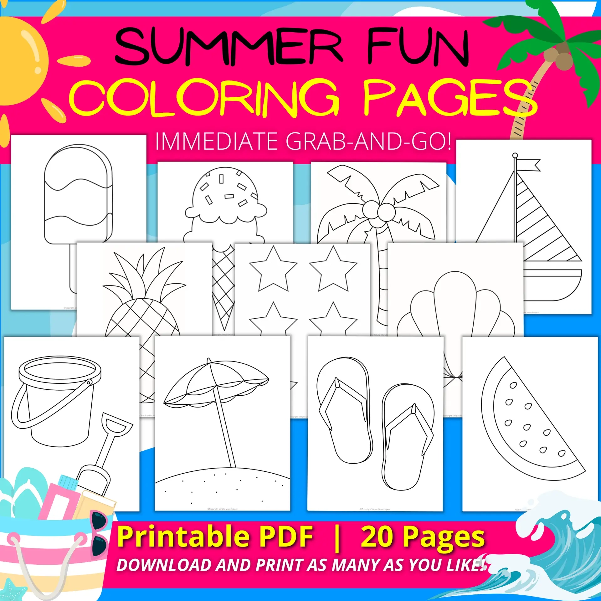 22 Sun Sand And Summer Printables Coloring Pages Templates Galore 
