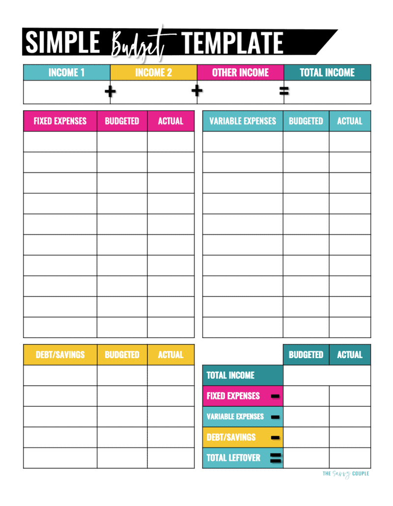 Monthly Budget Template Free Printable
