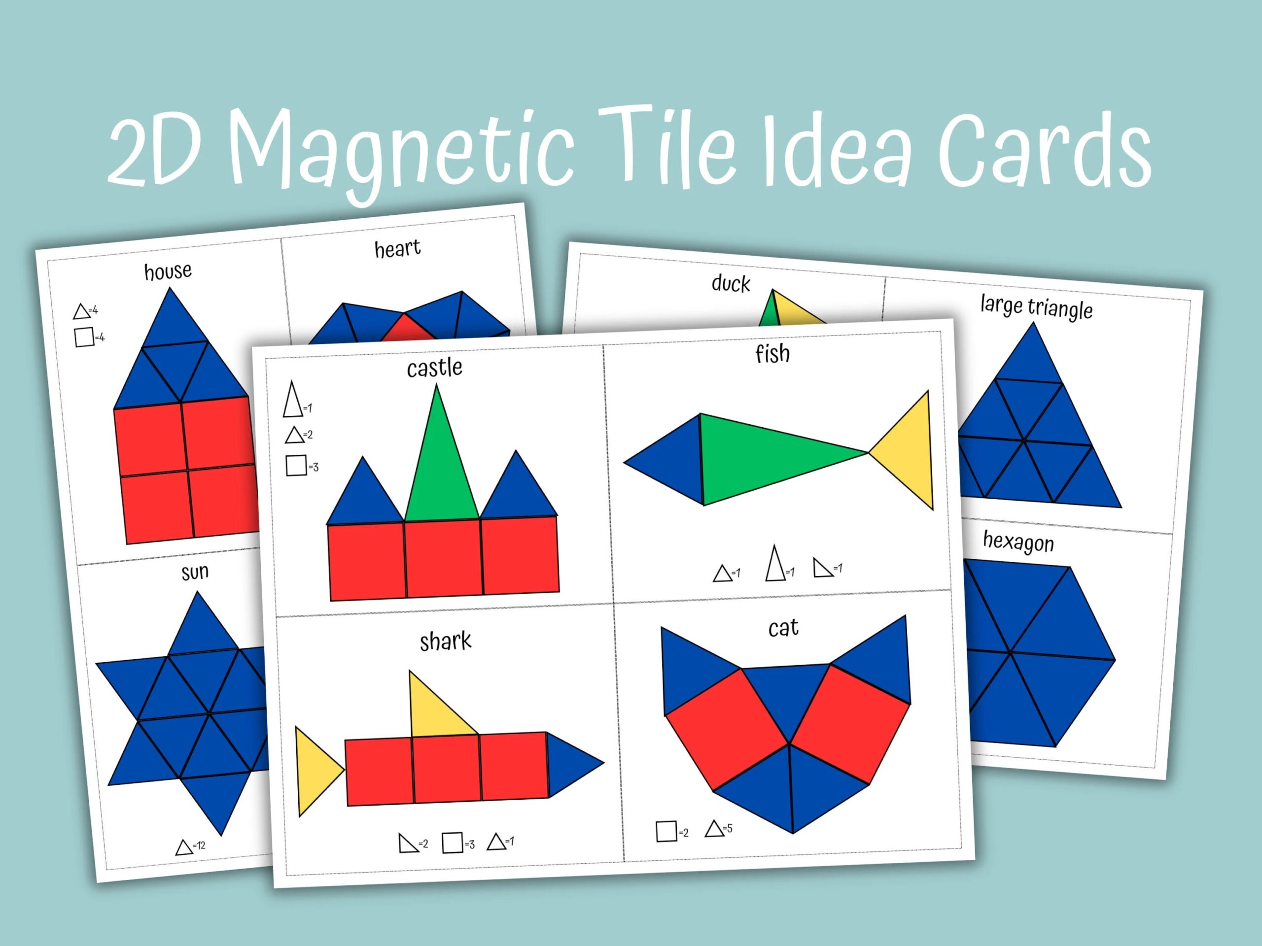 2D Magnetic Tile Shape Cards Etsy